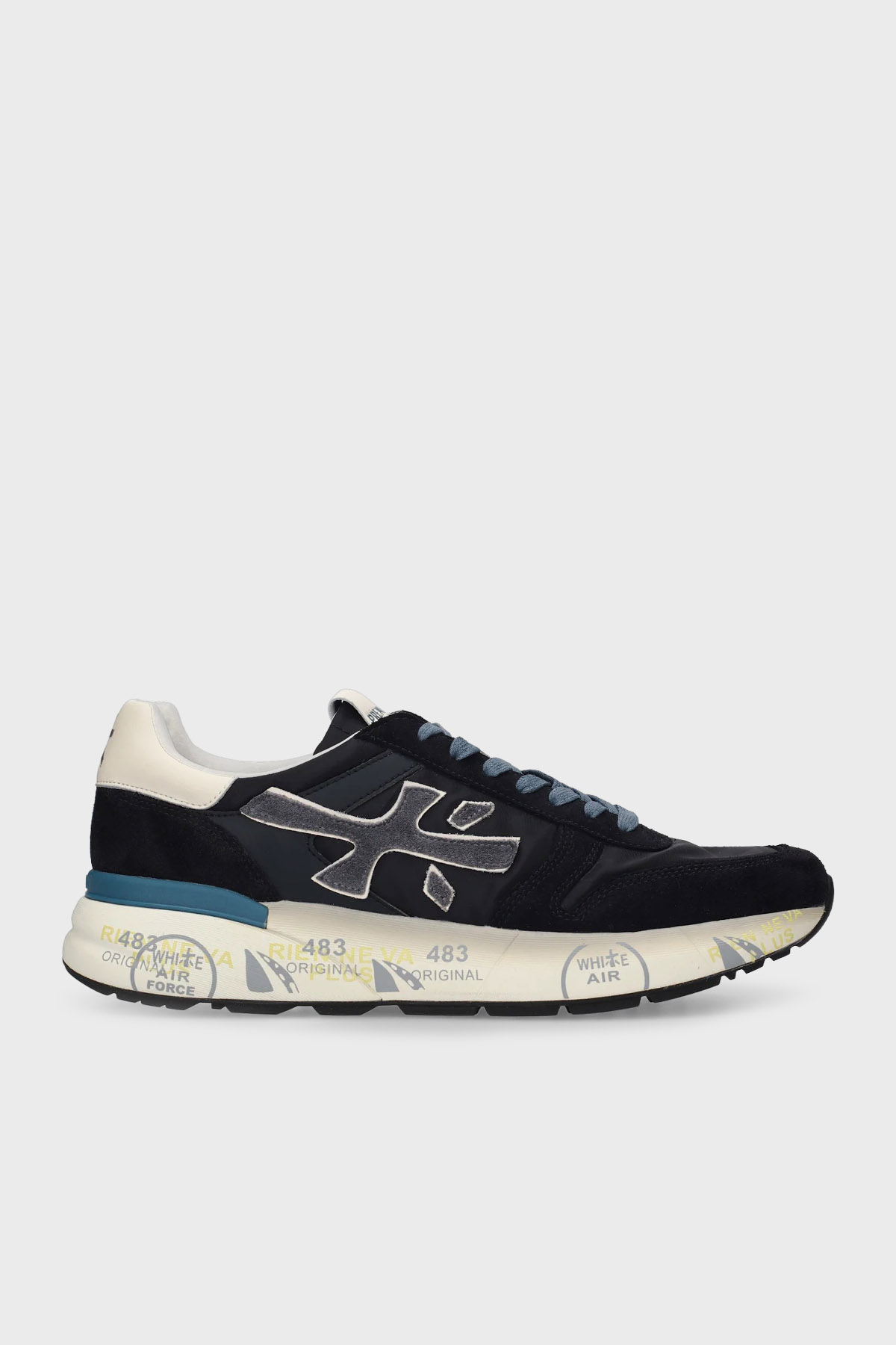 Premiata Deri Karışımlı Logolu Bağcıklı Sneaker Erkek Ayakkabı MICK 7716 SİYAH-LACİVERT