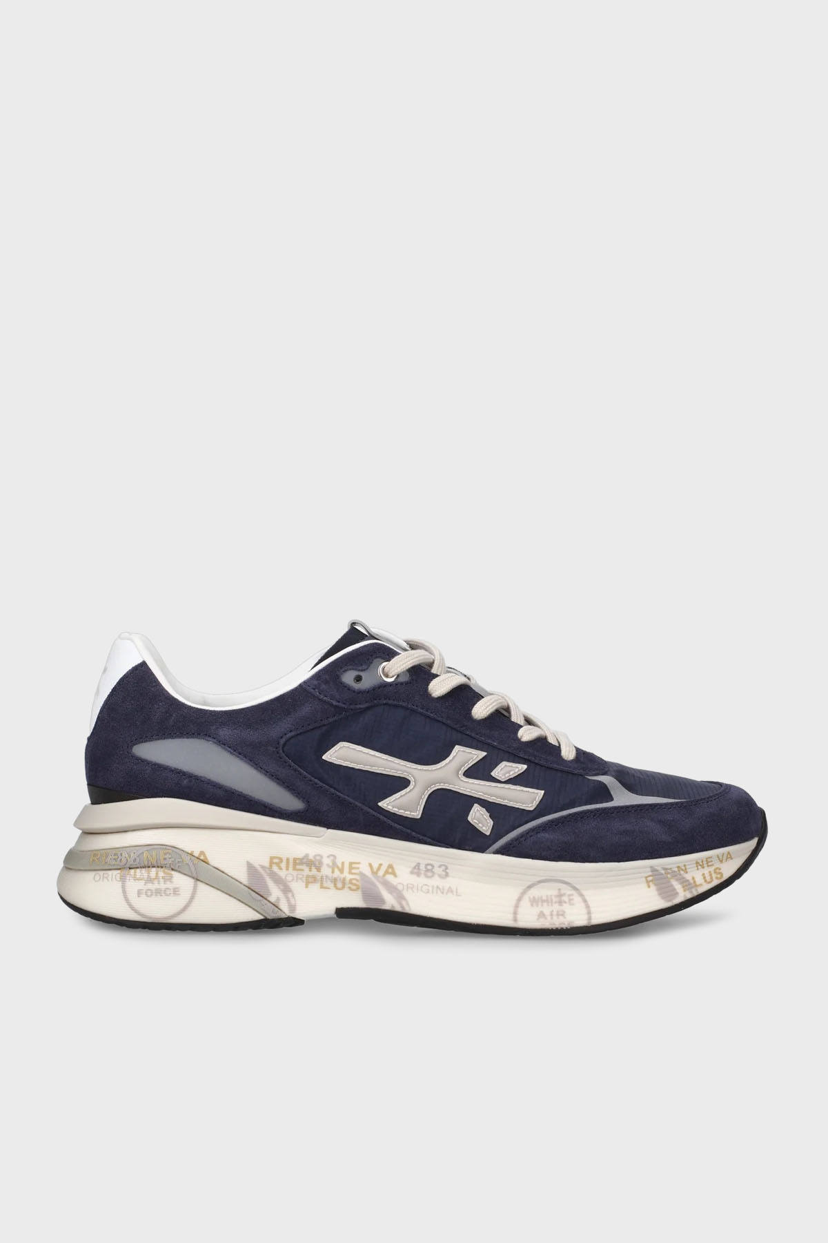 Premiata Deri Karışımlı Logolu Bağcıklı Sneaker Erkek Ayakkabı MOERUN 7306 LACİVERT