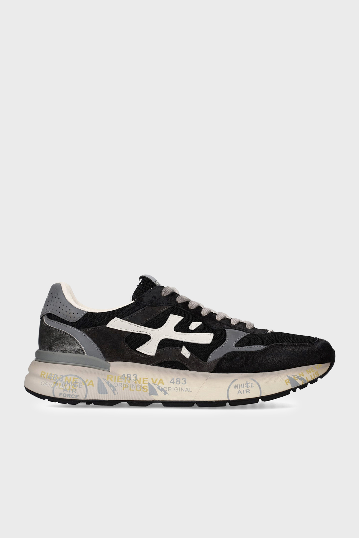 Premiata Deri Karışımlı Logolu Sneaker Erkek Ayakkabı MICK 018119 SİYAH