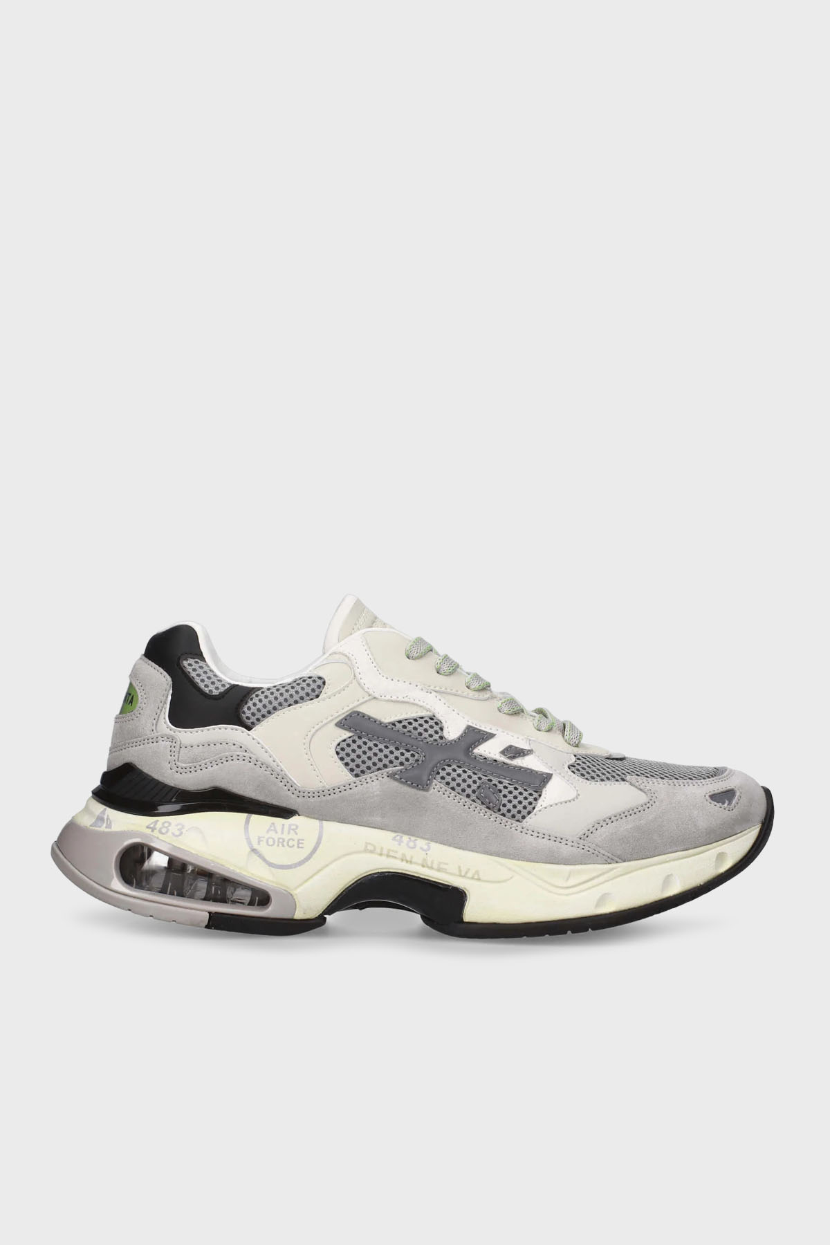 Premiata Deri Karışımlı Logolu Sneaker Erkek Ayakkabı SHARKY 407 BEJ-GRİ