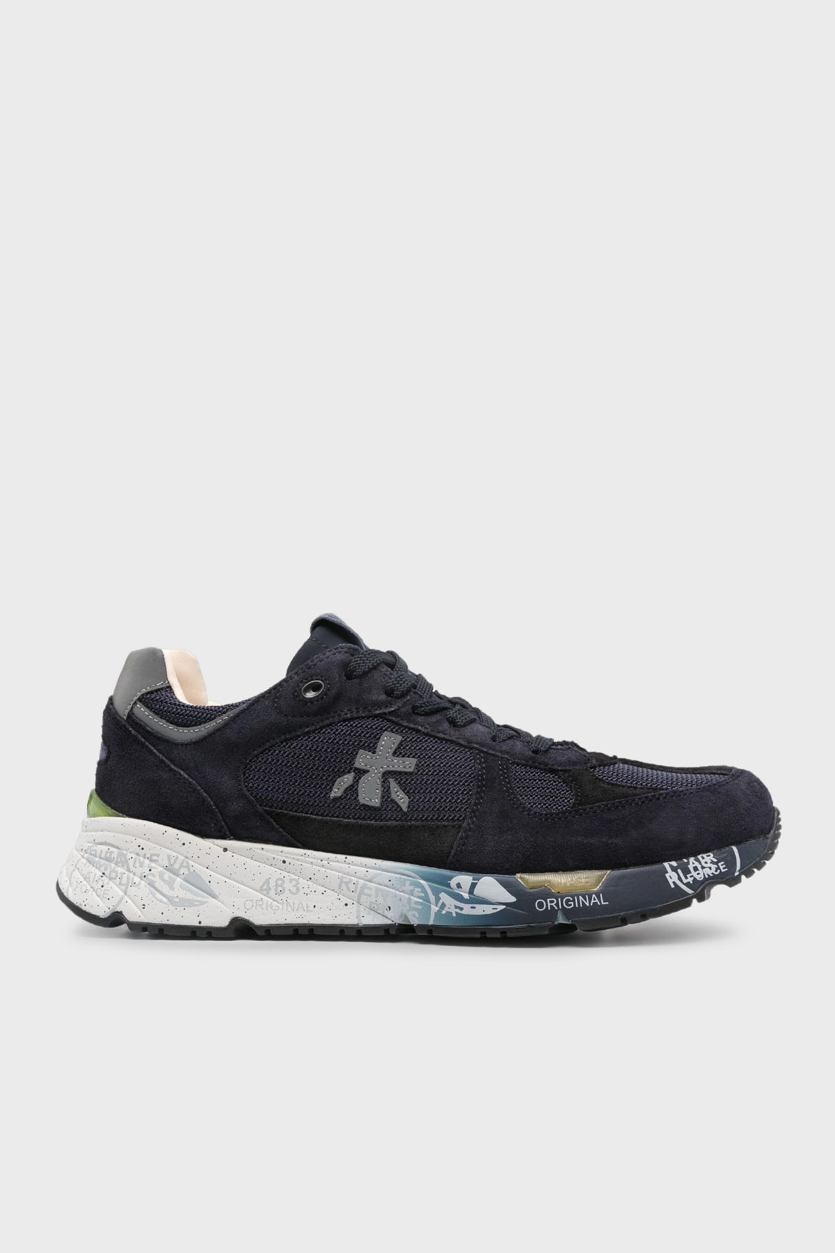 Premiata Logolu Hakiki Deri Karışımlı Sneaker Erkek Ayakkabı MASE 6887 LACİVERT