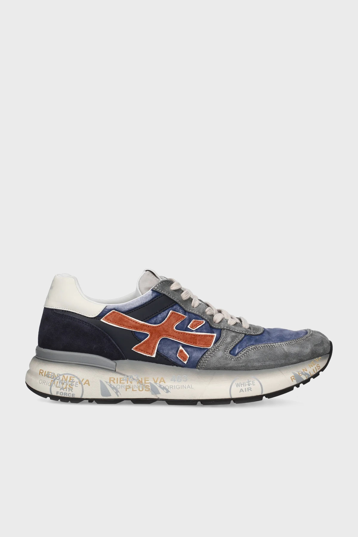 Premiata Süet Detaylı Logolu Sneaker Erkek Ayakkabı MICK 7215 LACİVERT