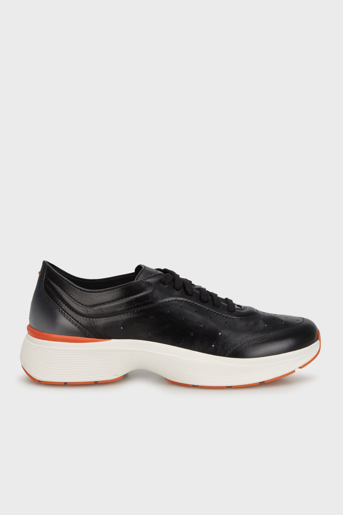 Santoni Logolu Hakiki Deri Kalın Tabanlı Sneaker Erkek Ayakkabı MBBC22070BARTOILN01 SİYAH