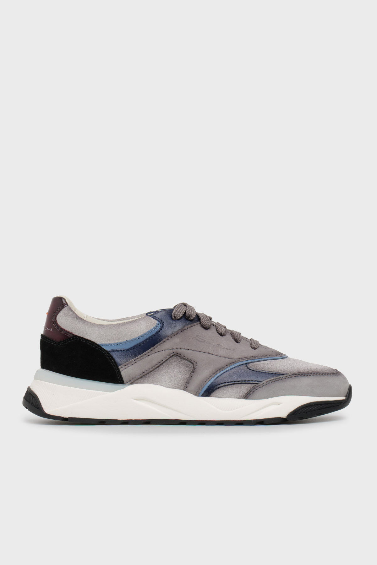 Santoni Süet Deri Sneaker Erkek Ayakkabı MBIM22112BINGXUBG20 GRİ-LACİVERT