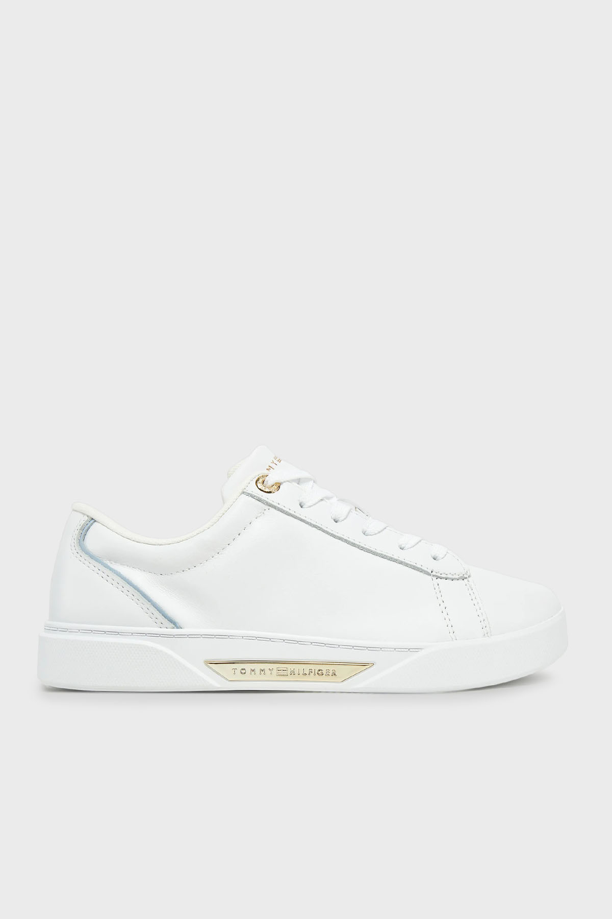 Tommy Hilfiger % 100 Deri Logolu Sneaker Kadın Ayakkabı FW0FW08642 YBS BEYAZ