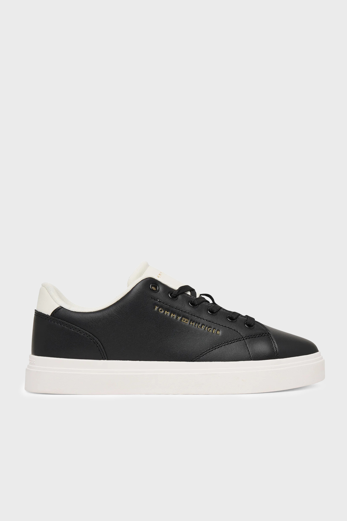 Tommy Hilfiger % 100 Deri Logolu Sneaker Kadın Ayakkabı FW0FW09105 0GJ SİYAH