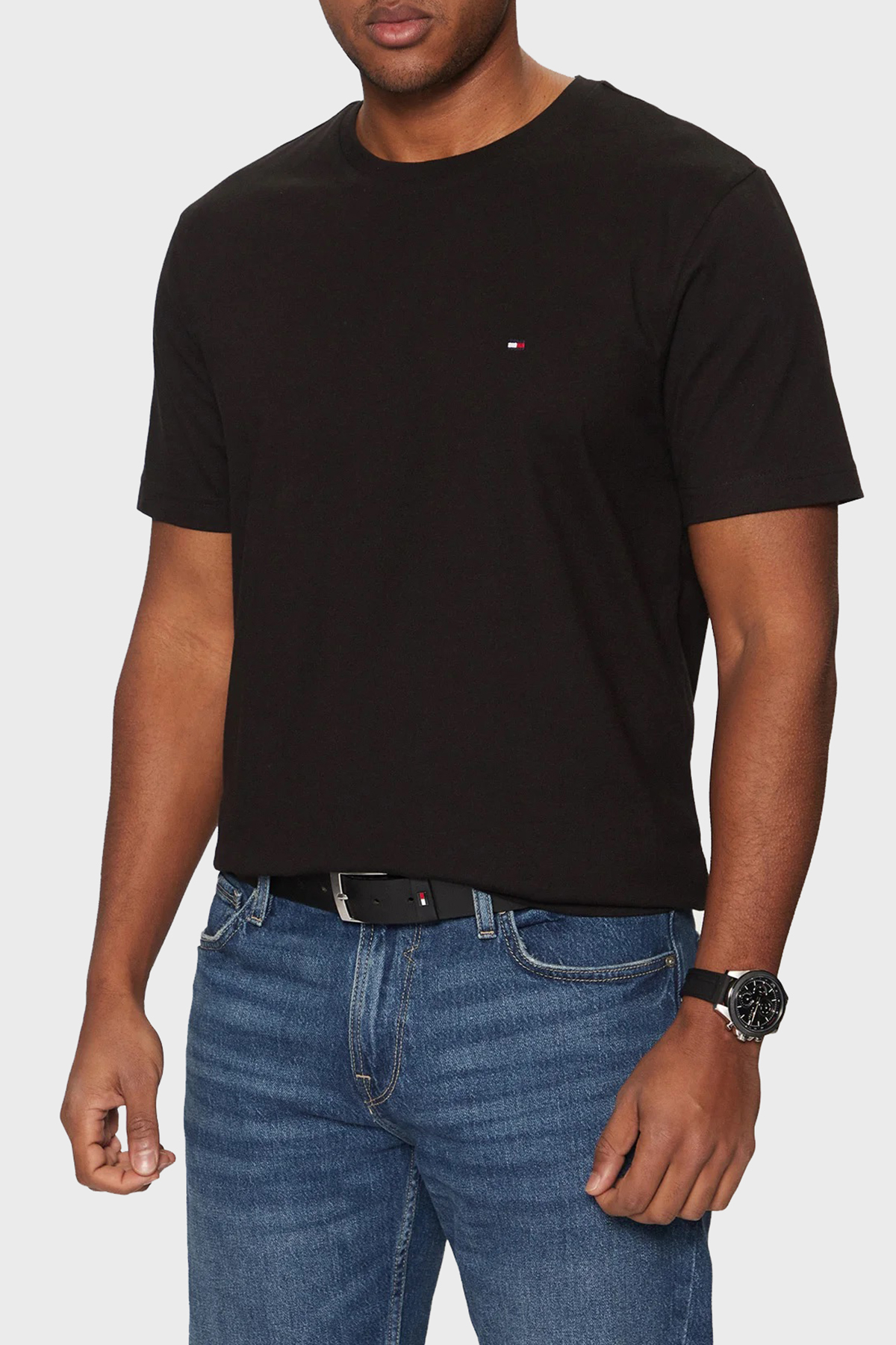 Tommy Hilfiger % 100 Pamuk Regular Fit Bisiklet Yaka Erkek T Shirt MW0MW37267 BDS SİYAH