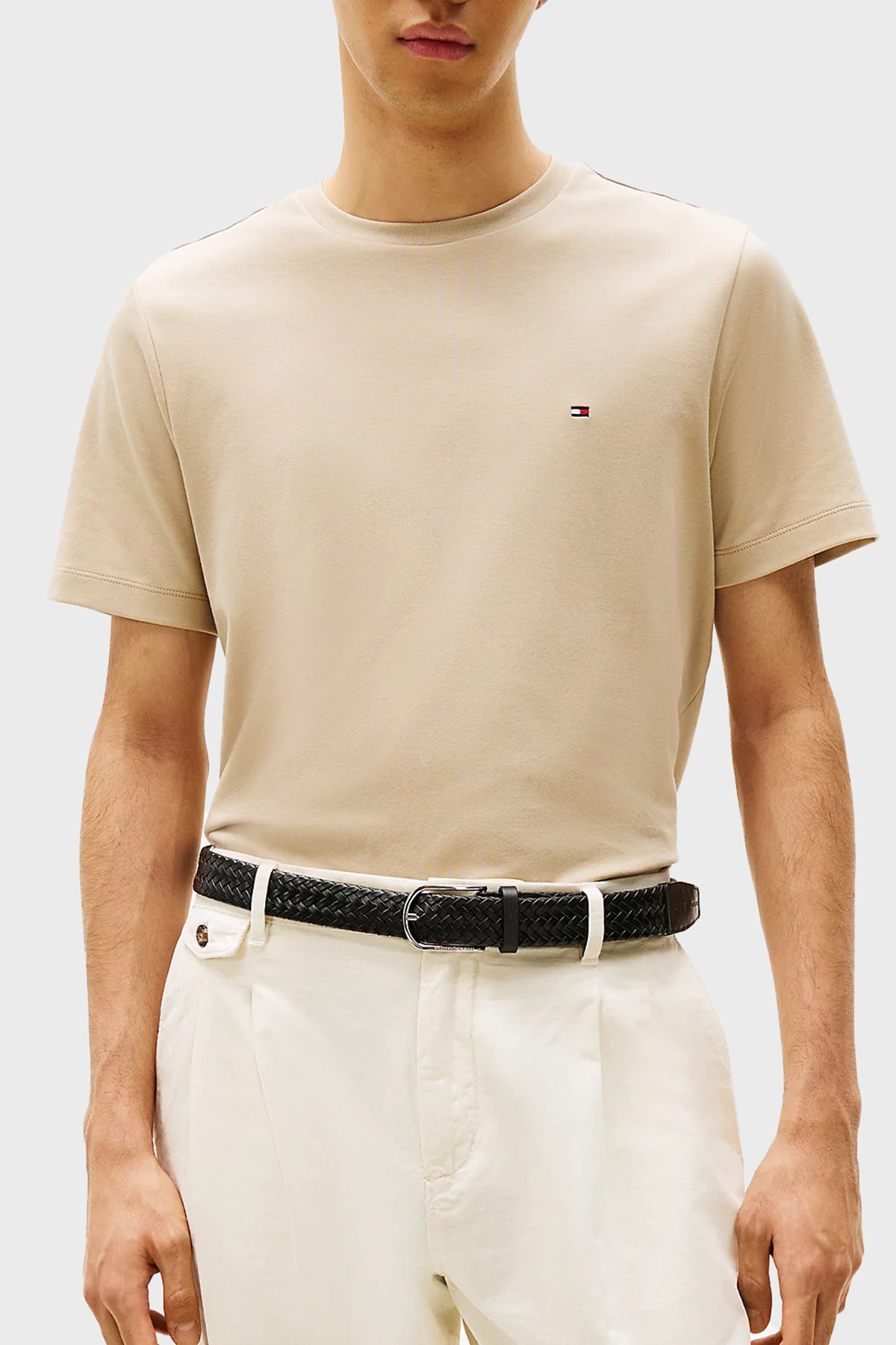 Tommy Hilfiger % 100 Pamuk Regular Fit Bisiklet Yaka Erkek T Shirt MW0MW37508 RBT KUM
