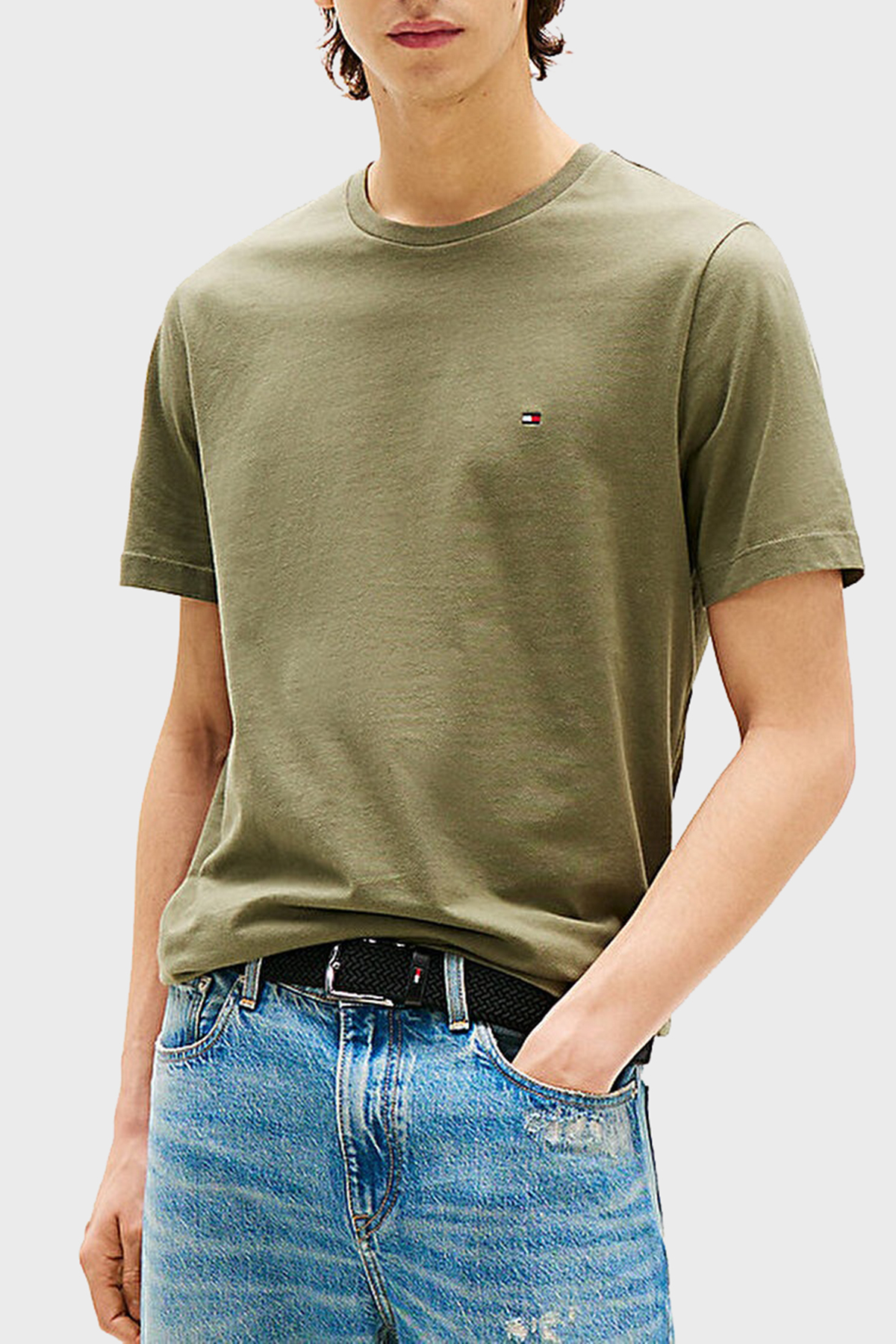 Tommy Hilfiger % 100 Pamuk Regular Fit Bisiklet Yaka Erkek T Shirt MW0MW39995 PLI YEŞİL