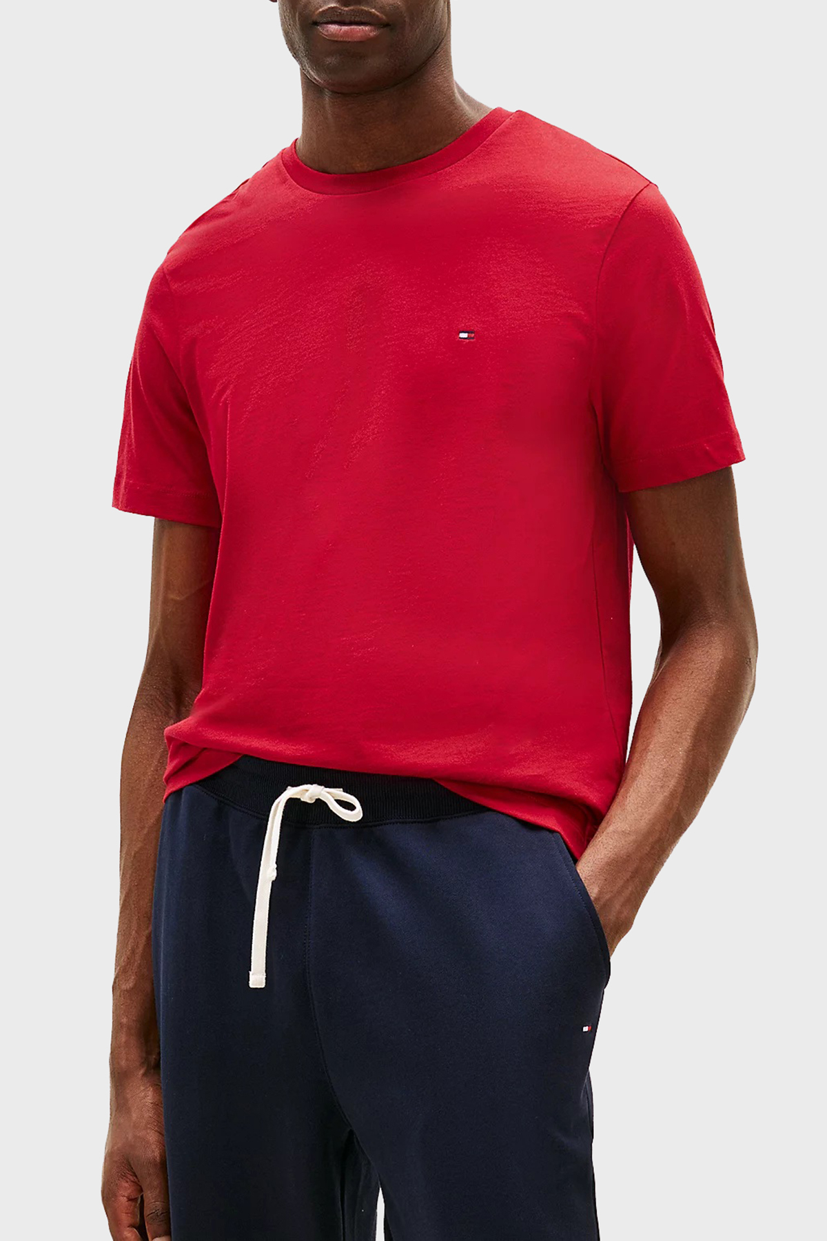 Tommy Hilfiger % 100 Pamuk Regular Fit Bisiklet Yaka Erkek T Shirt MW0MW39995 XLD KIRMIZI