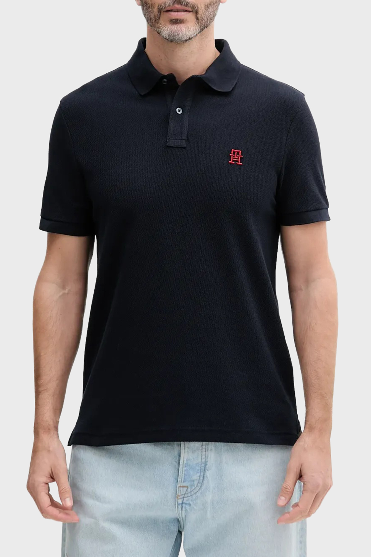 Tommy Hilfiger % 100 Pamuk Regular Fit Düğmeli Erkek Polo Yaka T Shirt MW0MW33167 DW5 LACİVERT