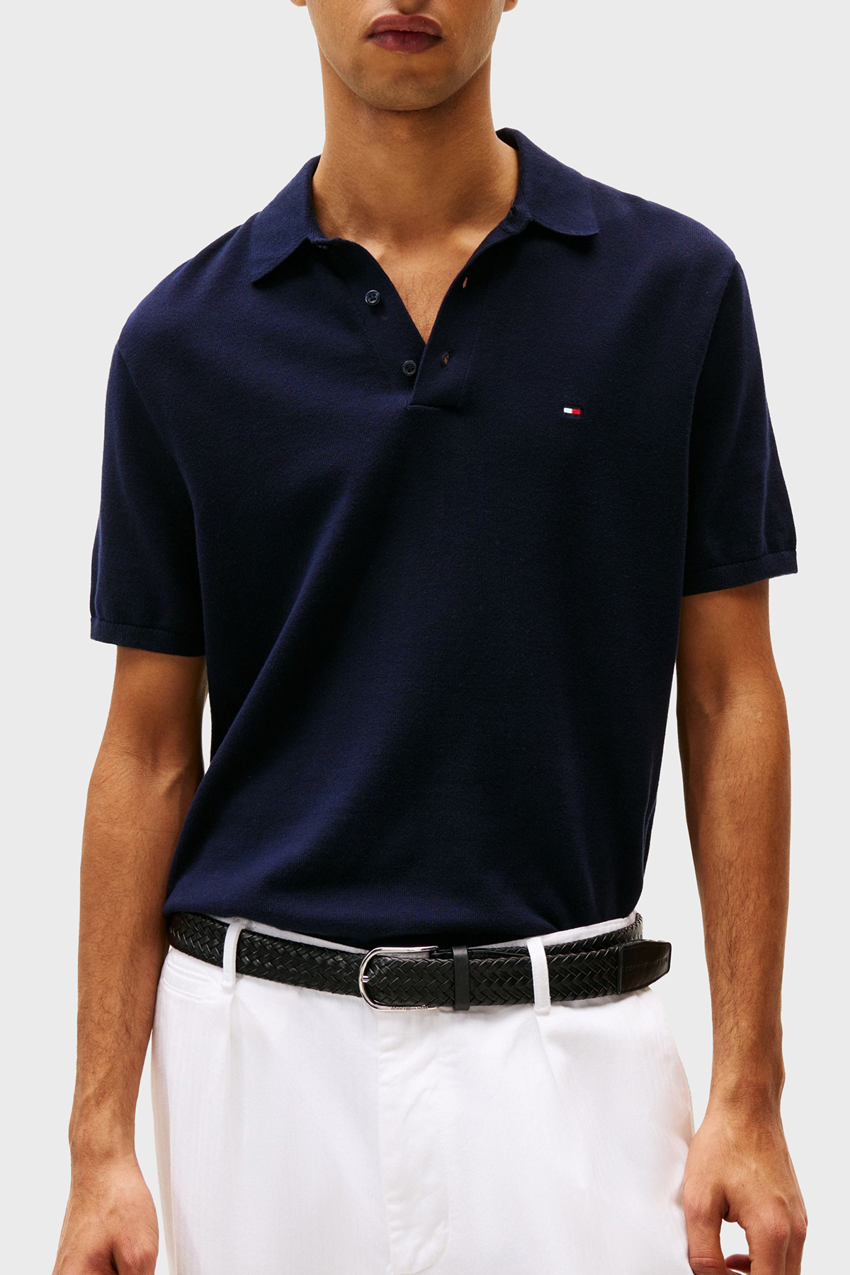 Tommy Hilfiger % 100 Pamuk Regular Fit Düğmeli Erkek Polo Yaka T Shirt MW0MW37396 DW5 LACİVERT