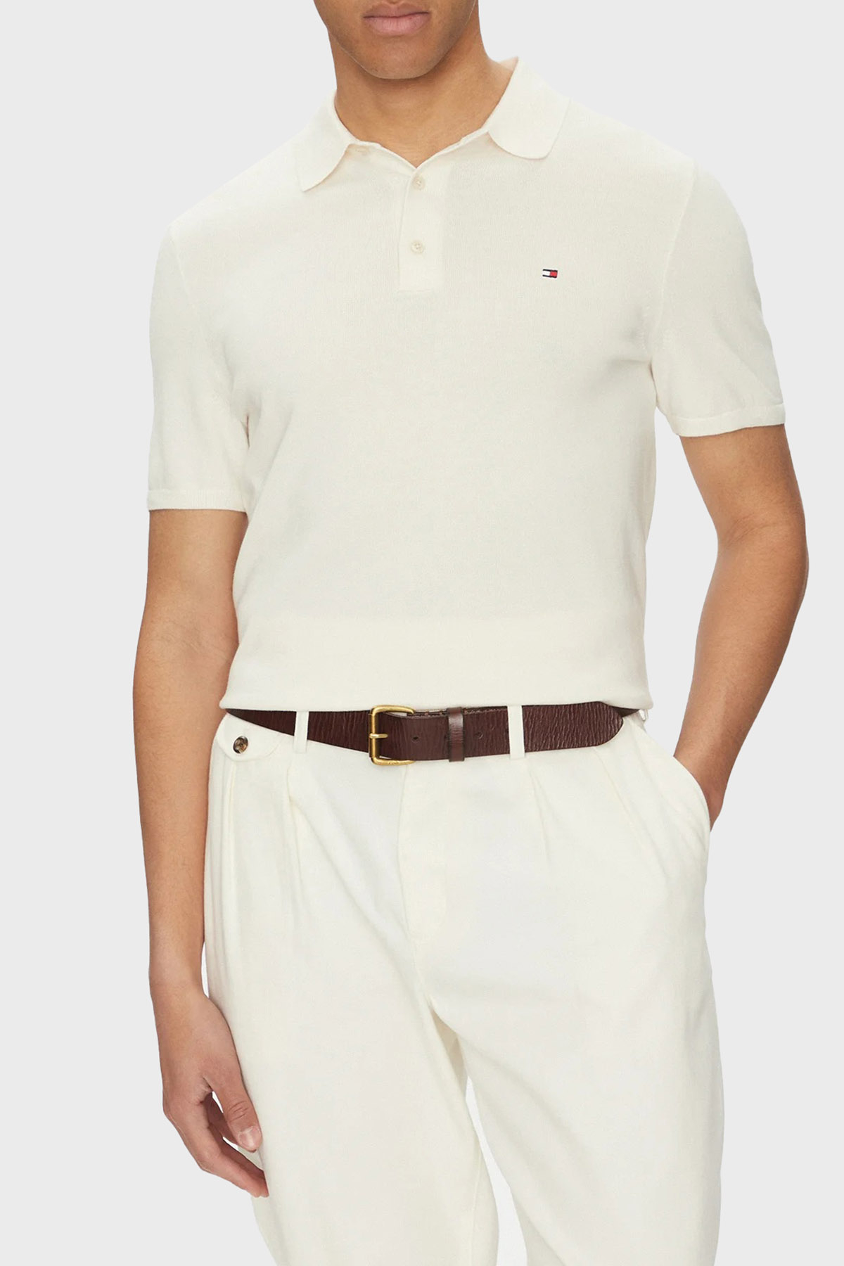 Tommy Hilfiger % 100 Pamuk Regular Fit Düğmeli Erkek Polo Yaka T Shirt MW0MW37396 Z00 AÇIK BEJ