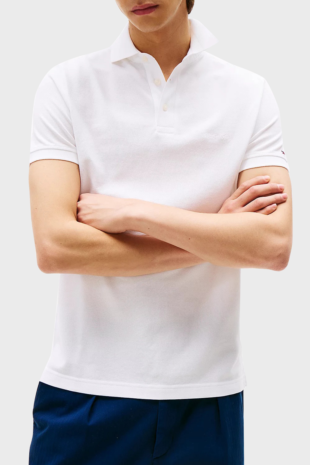 Tommy Hilfiger % 100 Pamuk Regular Fit Düğmeli Erkek Polo Yaka T Shirt MW0MW38456 YBR BEYAZ
