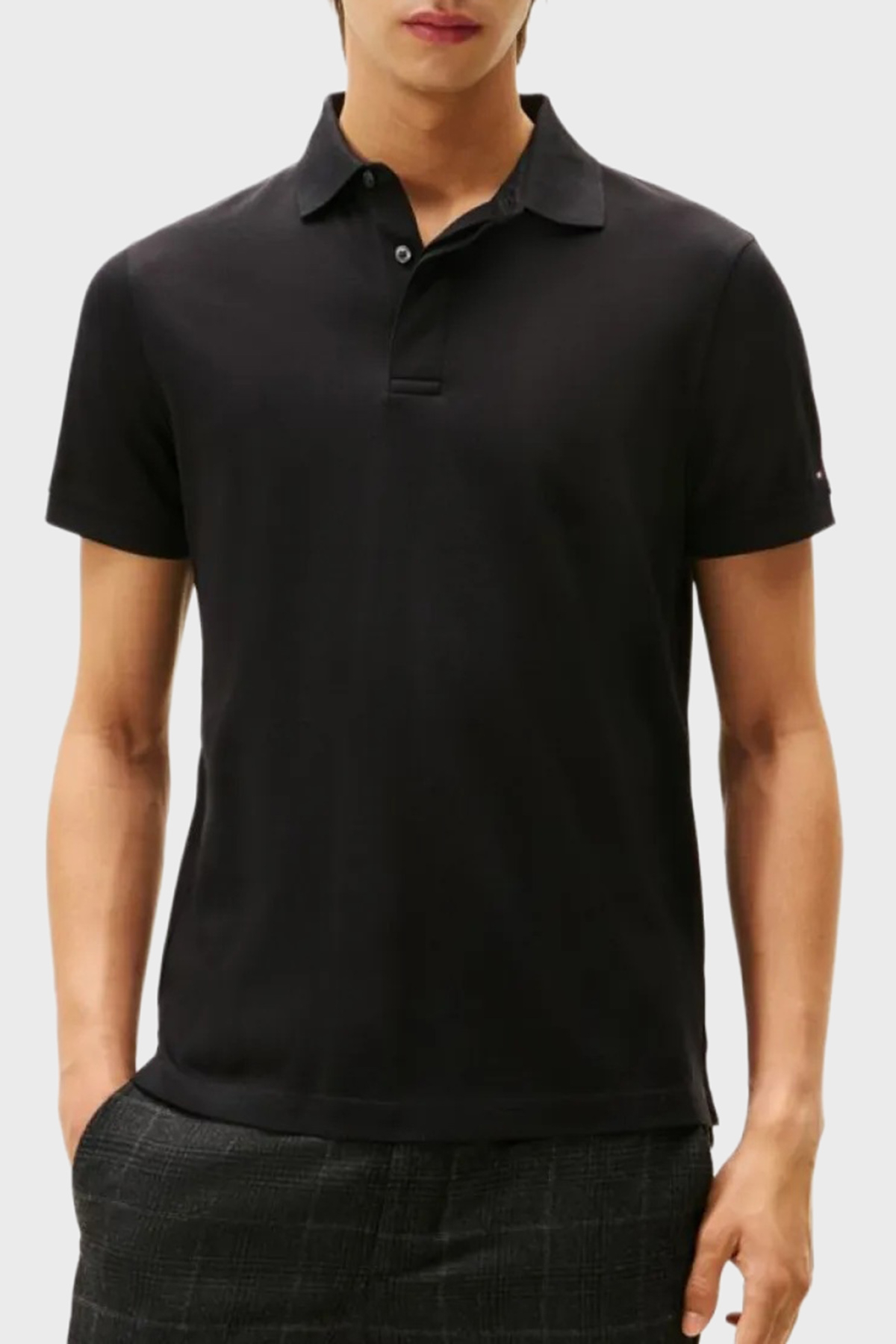 Tommy Hilfiger % 100 Pamuk Regular Fit Düğmeli Erkek Polo Yaka T Shirt MW0MW41513 BDS SİYAH
