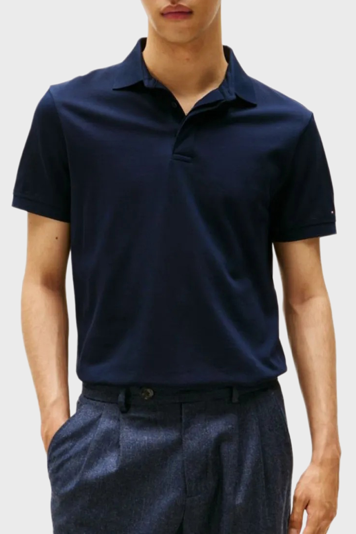 Tommy Hilfiger % 100 Pamuk Regular Fit Düğmeli Erkek Polo Yaka T Shirt MW0MW41513 DW5 LACİVERT
