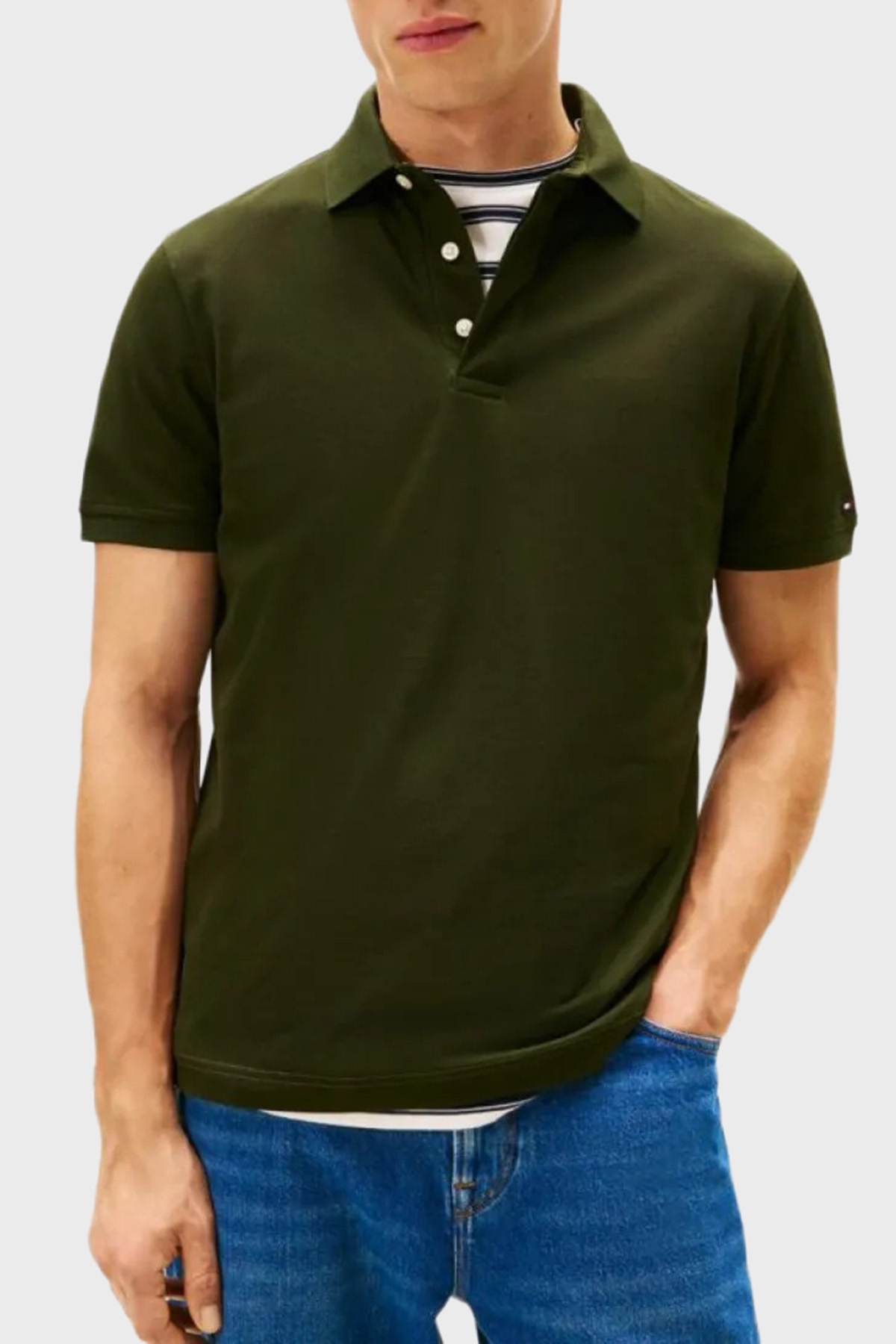 Tommy Hilfiger % 100 Pamuk Regular Fit Düğmeli Erkek Polo Yaka T Shirt MW0MW41513 M1Q YEŞİL