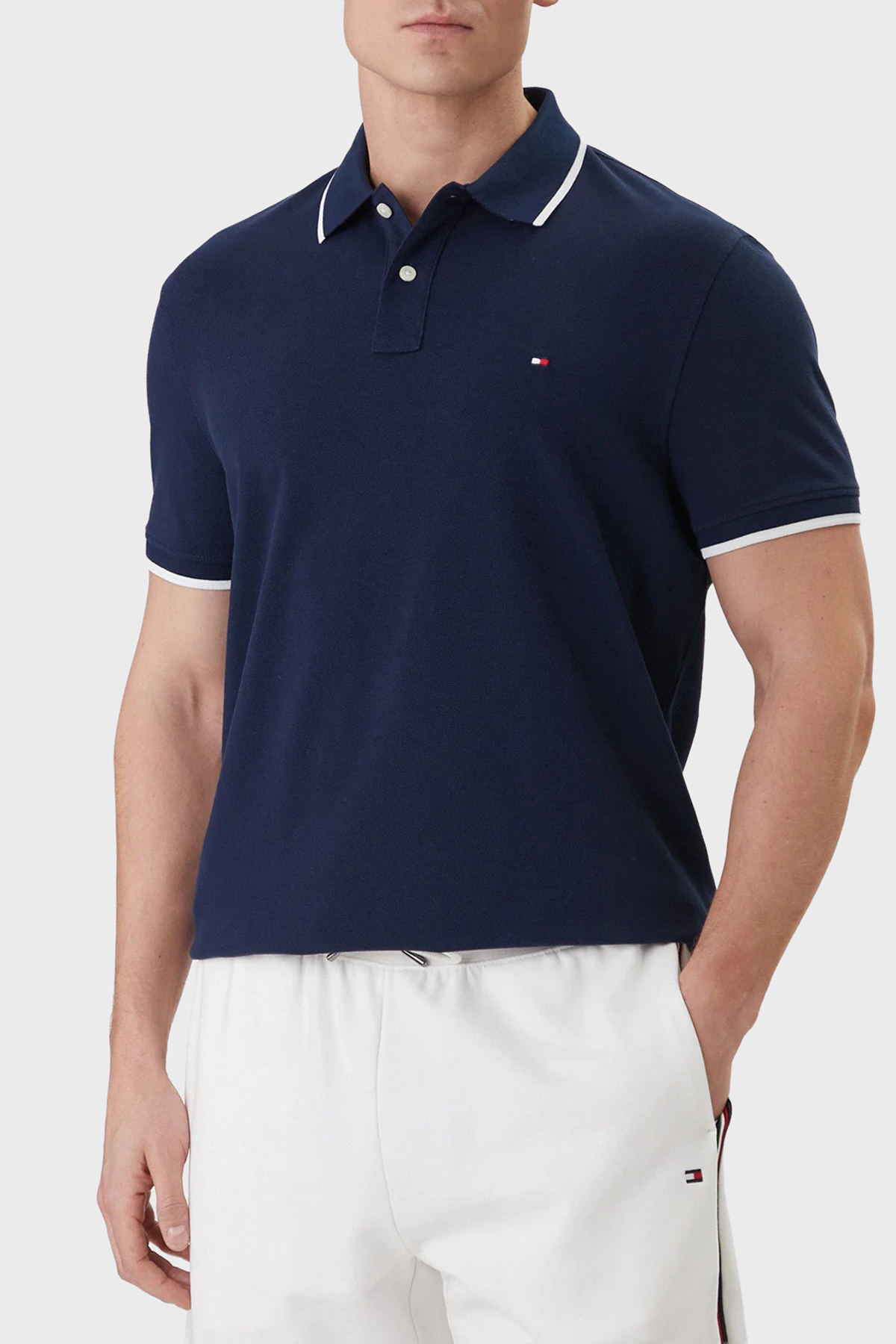Tommy Hilfiger % 100 Pamuk Regular Fit Düğmeli Erkek Polo Yaka T Shirt MW0MW42748 DCC LACİVERT