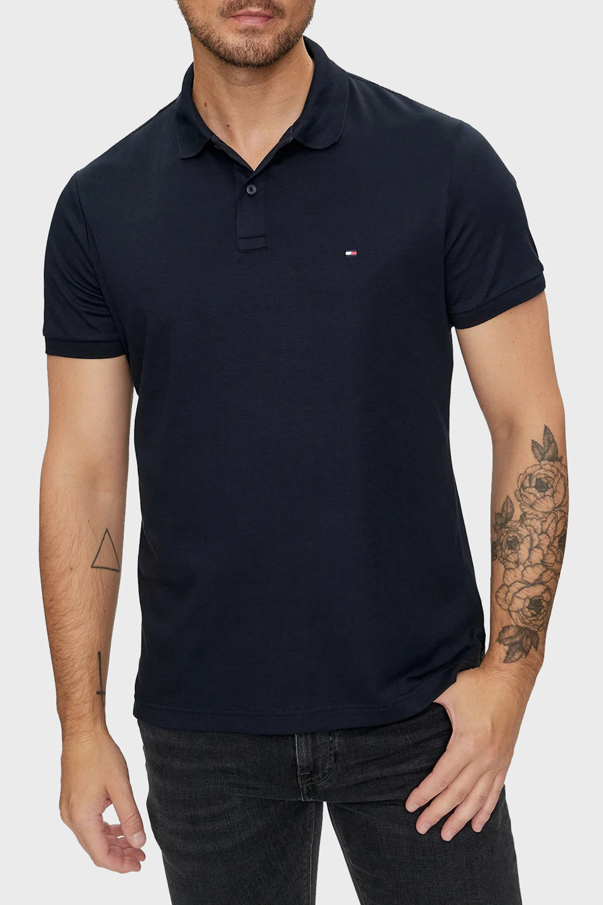 Tommy Hilfiger % 100 Pamuk Regular Fit Erkek Polo Yaka T Shirt MW0MW35585 DW5 LACİVERT