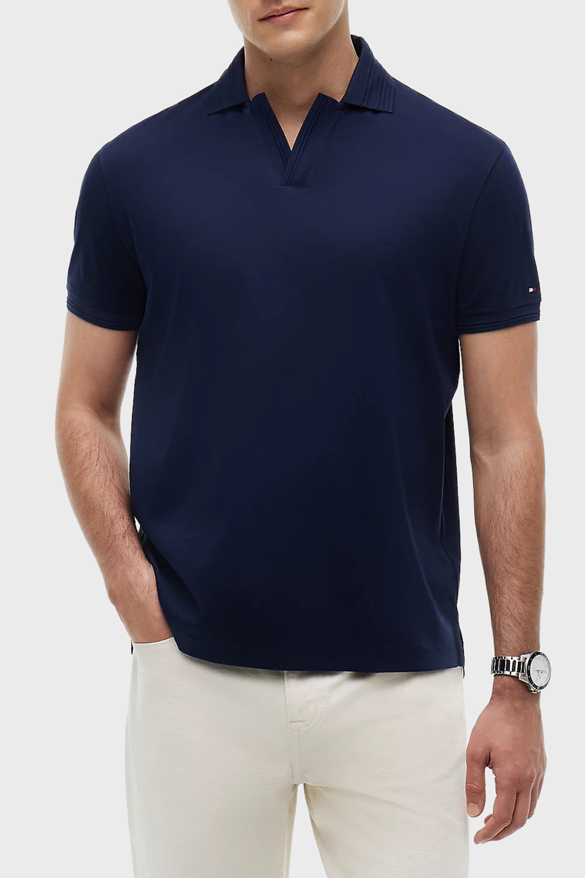 Tommy Hilfiger % 100 Pamuk Regular Fit Erkek Polo Yaka T Shirt MW0MW42745 DCC LACİVERT