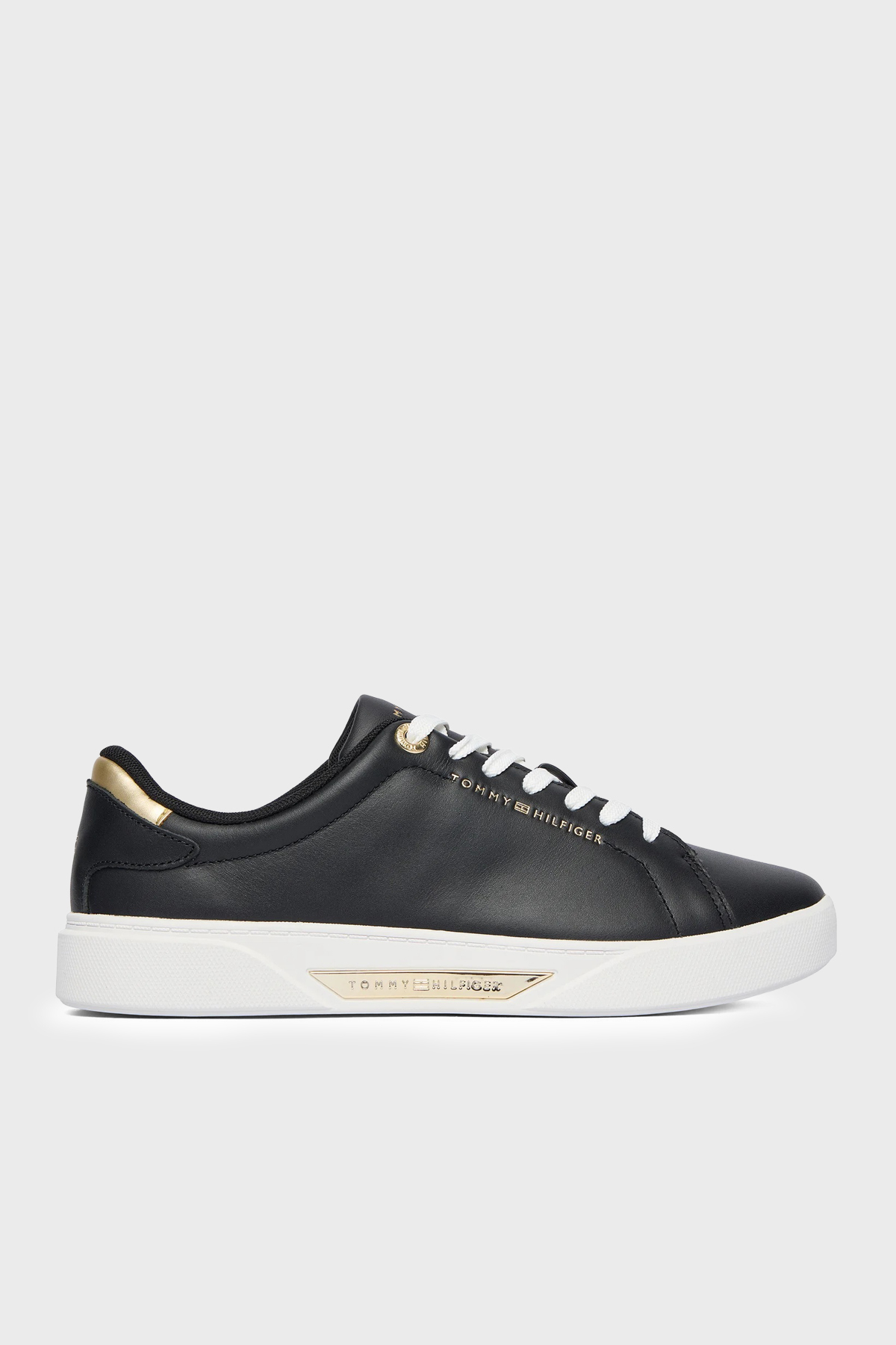 Tommy Hilfiger Deri Logolu Sneaker Kadın Ayakkabı FW0FW09019 BDS SİYAH