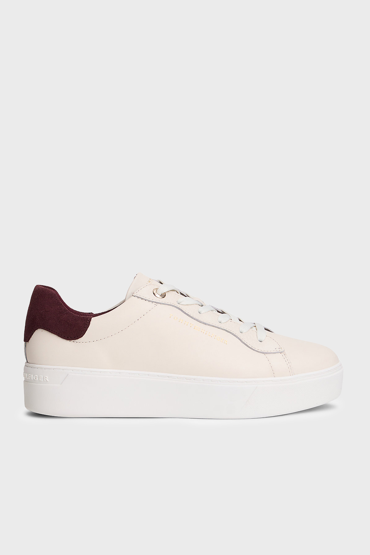 Tommy Hilfiger Deri Logolu Sneaker Kadın Ayakkabı FW0FW09021 0F5 BEJ