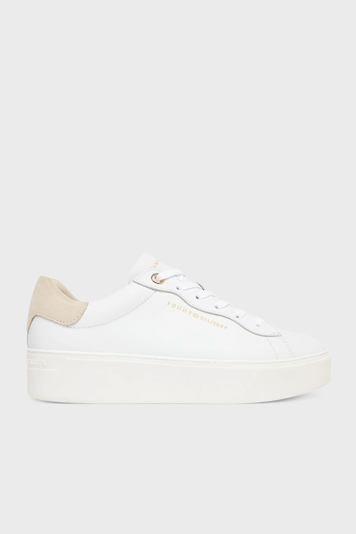 Tommy Hilfiger Deri Logolu Sneaker Kadın Ayakkabı FW0FW09021 0K4 BEYAZ