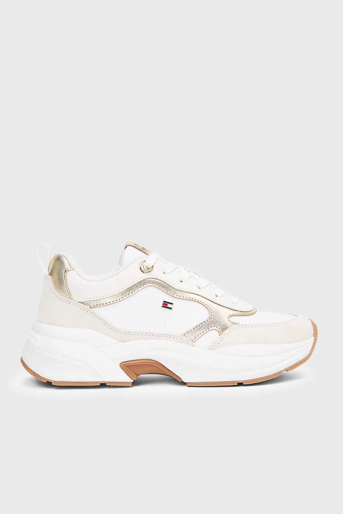 Tommy Hilfiger Deri Logolu Sneaker Kadın Ayakkabı FW0FW09204 0HU BEYAZ-GOLD