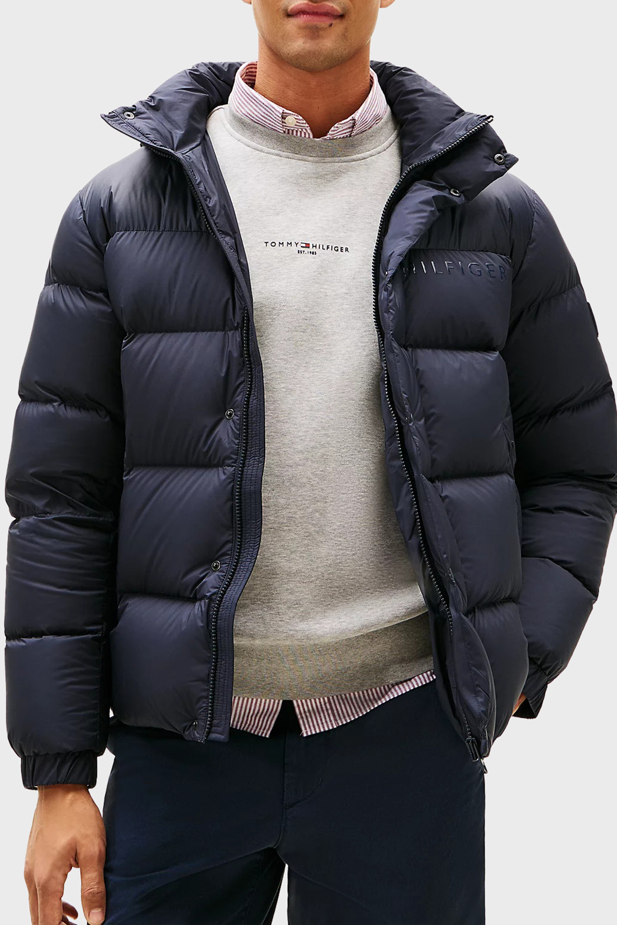 Tommy Hilfiger Kapitoneli Su İtici Regular Fit Şişme Erkek Mont MW0MW40613 DW5 LACİVERT
