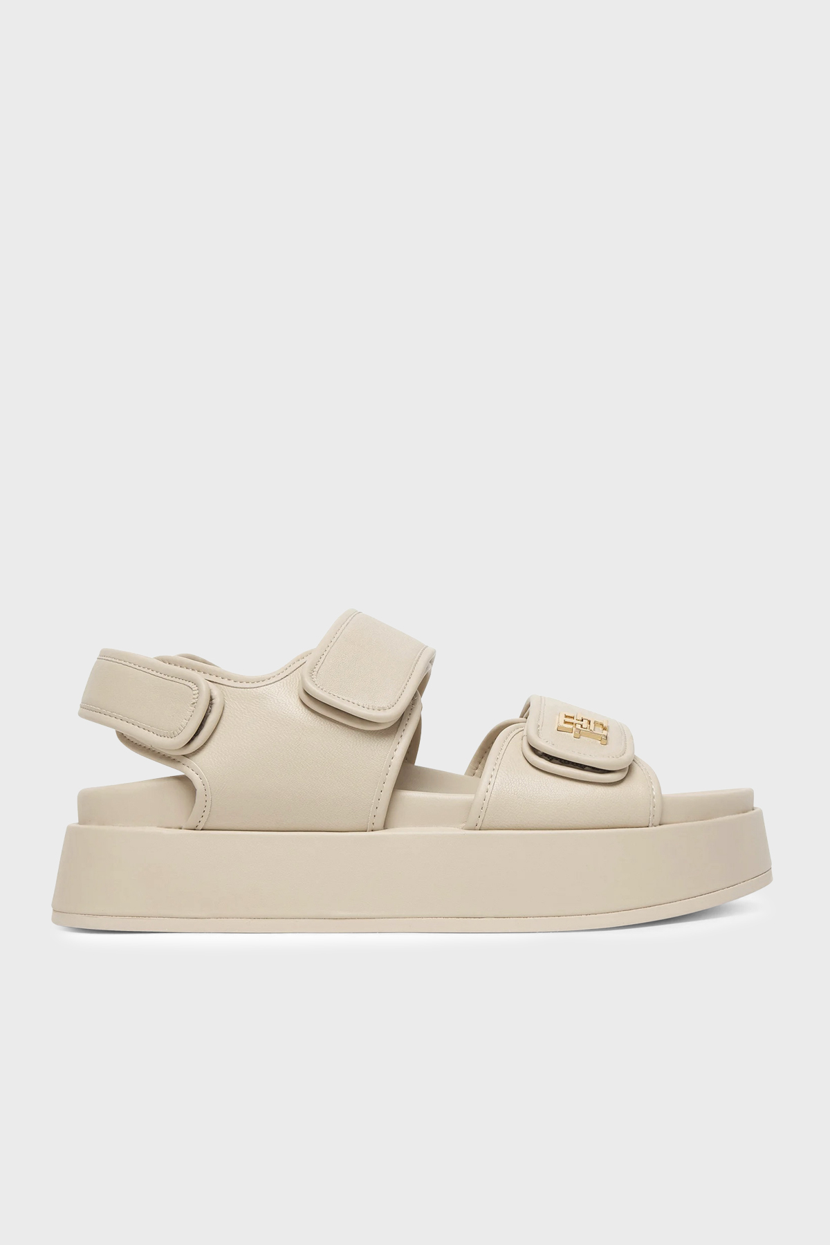 Tommy Hilfiger Logolu Cırt Cırtlı Kadın Sandalet FW0FW09119 ACI BEJ