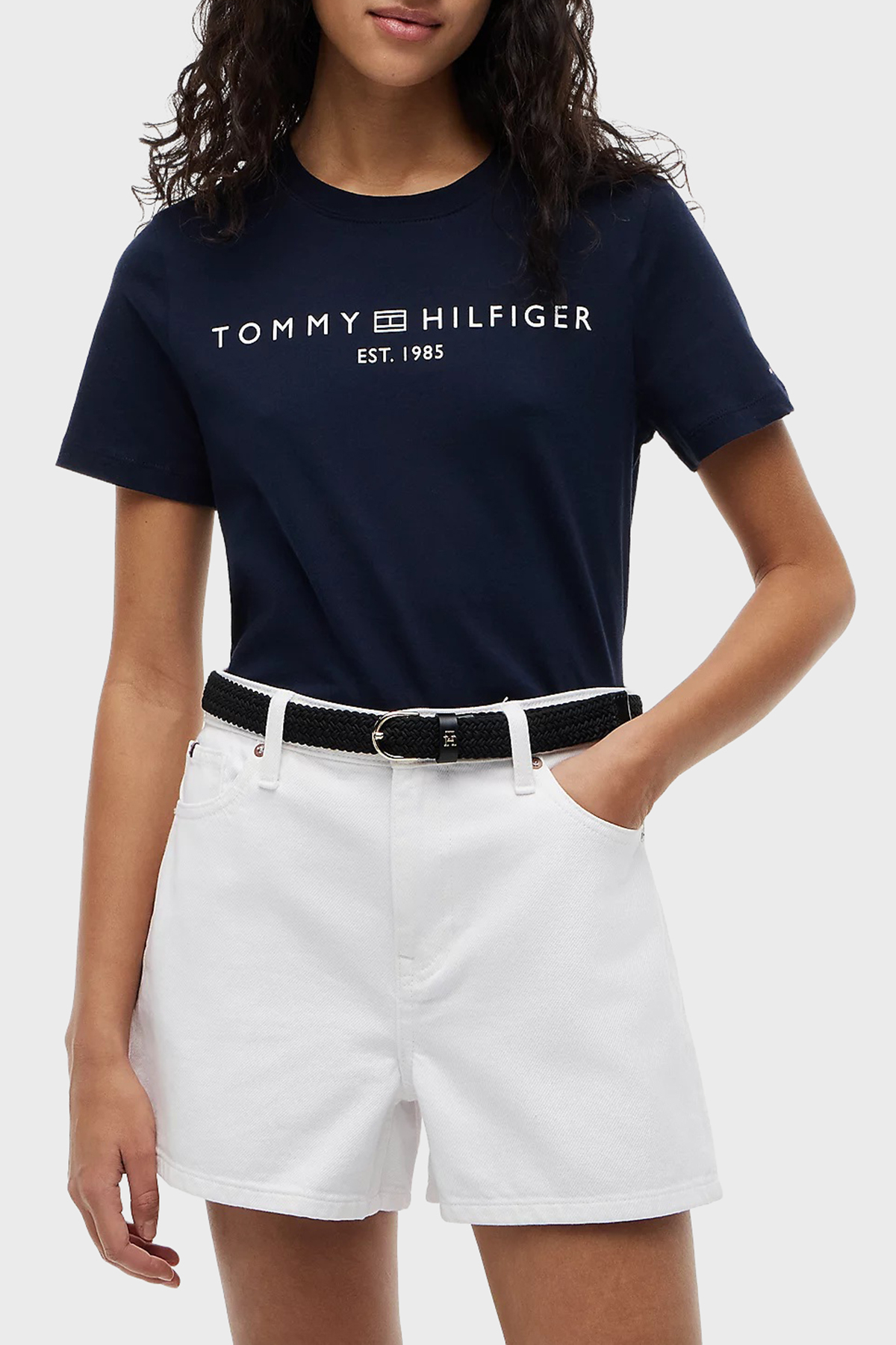 Tommy Hilfiger Logolu Pamuklu Regular Fit Bisiklet Yaka Kadın T Shirt WW0WW40276 C1G LACİVERT