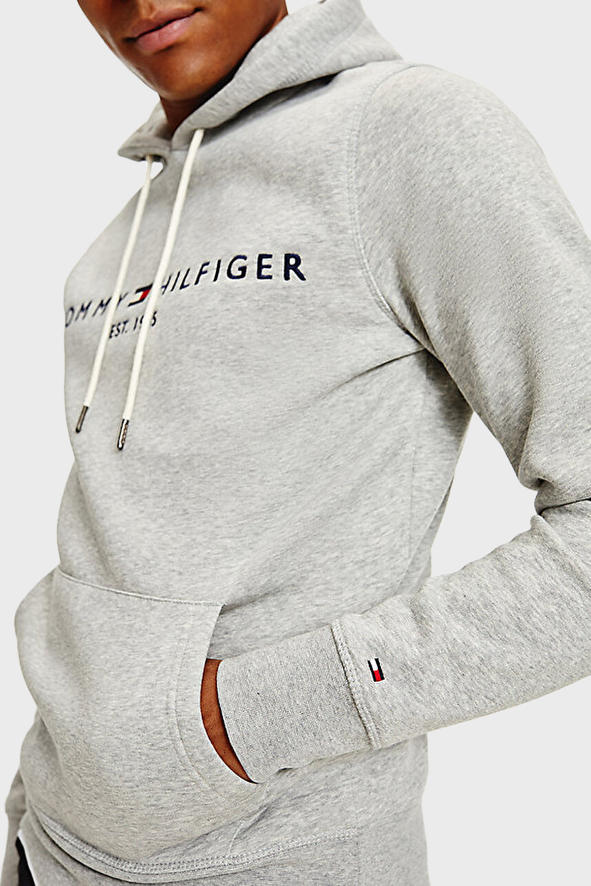 Tommy Hilfiger Logolu Pamuklu Regular Fit Kapüşonlu Erkek Sweat MW0MW10752 501 GRİ
