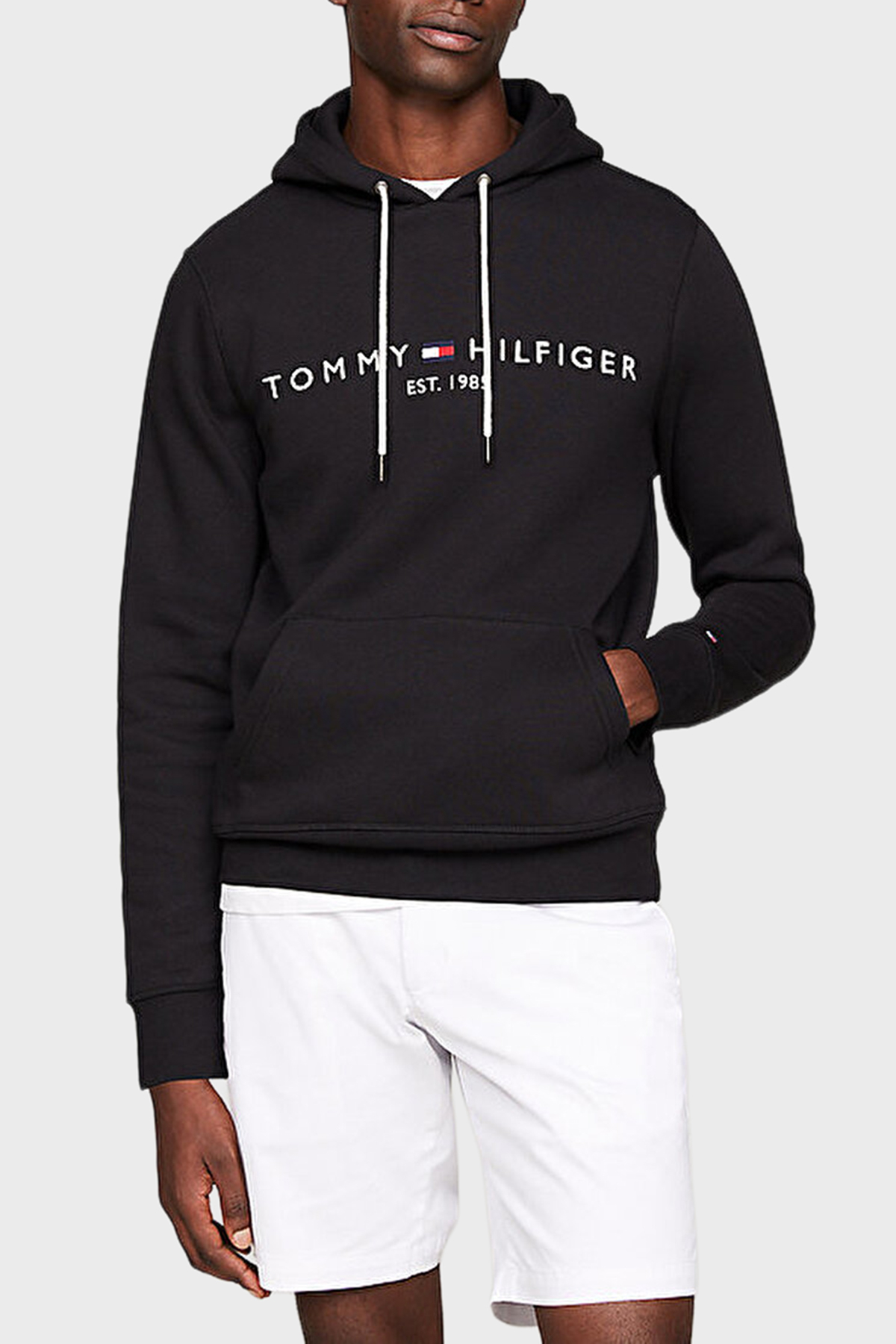 Tommy Hilfiger Logolu Pamuklu Regular Fit Kapüşonlu Erkek Sweat MW0MW10752 BAS SİYAH