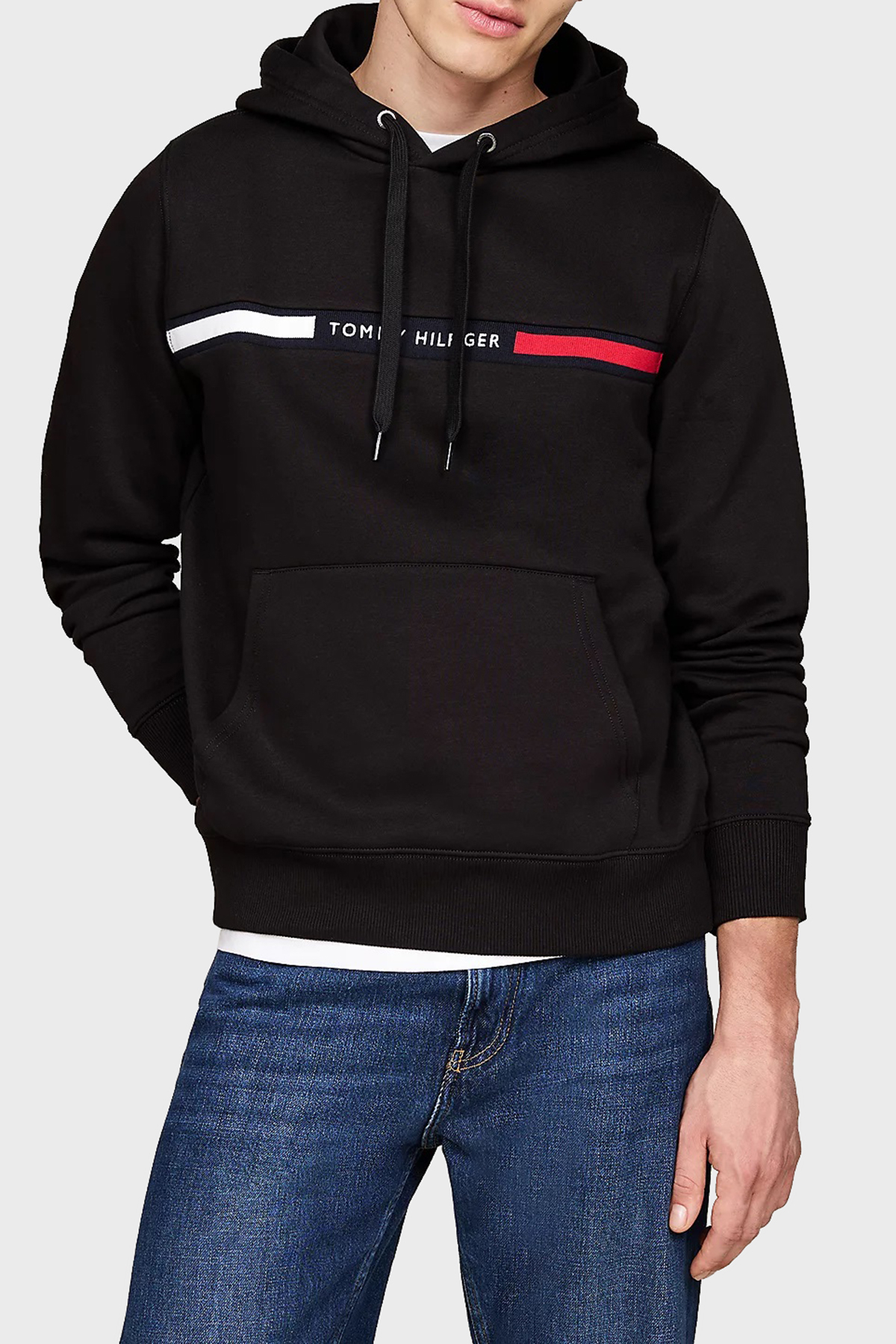 Tommy Hilfiger Logolu Pamuklu Regular Fit Kapüşonlu Erkek Sweat MW0MW37361 BDS SİYAH