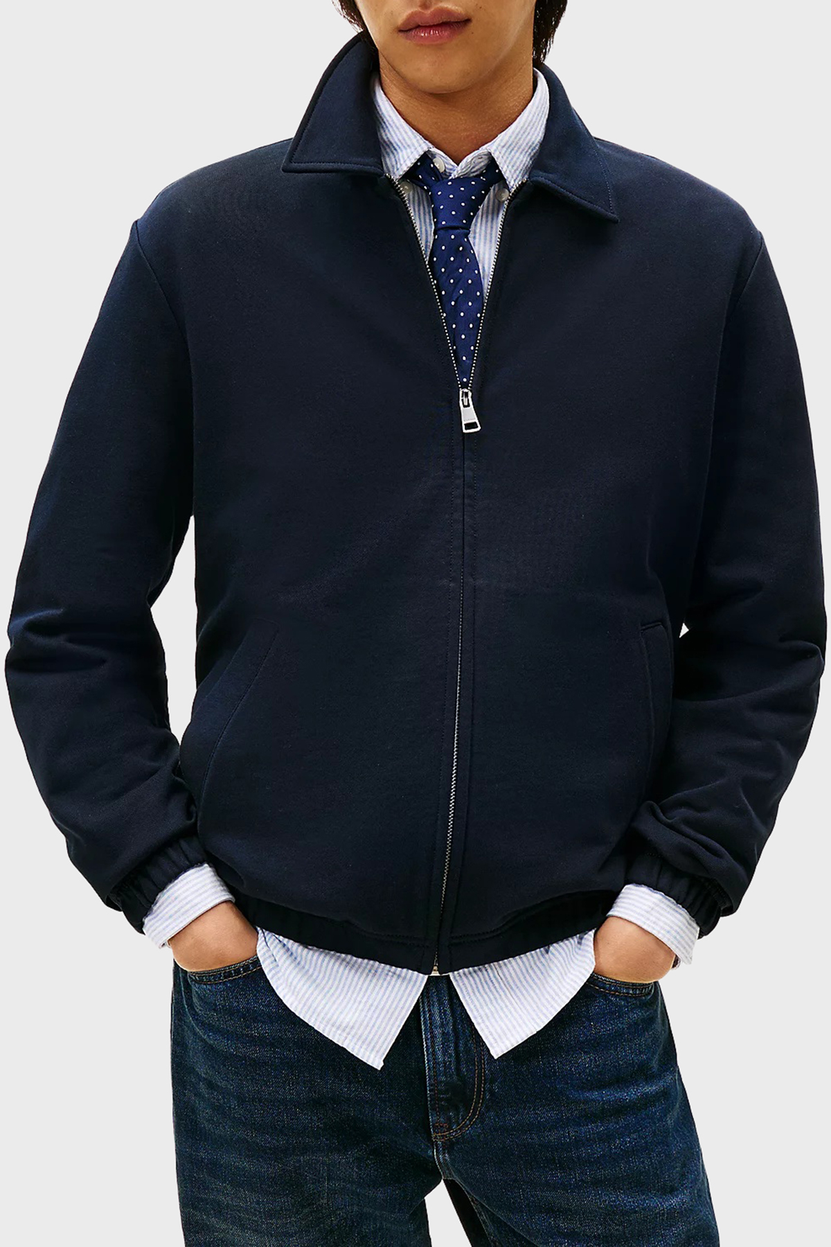 Tommy Hilfiger Logolu Pamuklu Regular Fit Klasik Yaka Erkek Ceket MW0MW41767 DW5 LACİVERT
