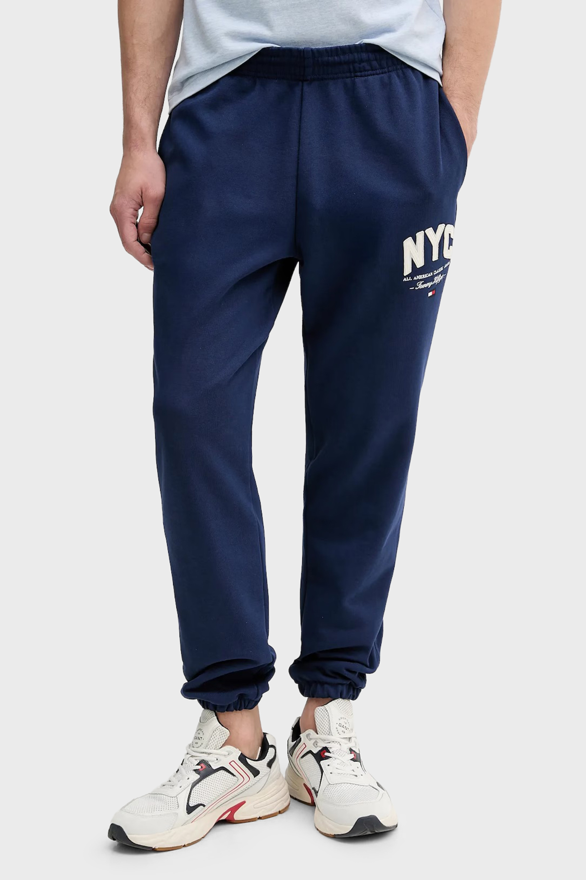 Tommy Hilfiger Logolu Pamuklu Regular Fit Ribanalı Paça Erkek Pantolon MW0MW39688 C7G MAVİ