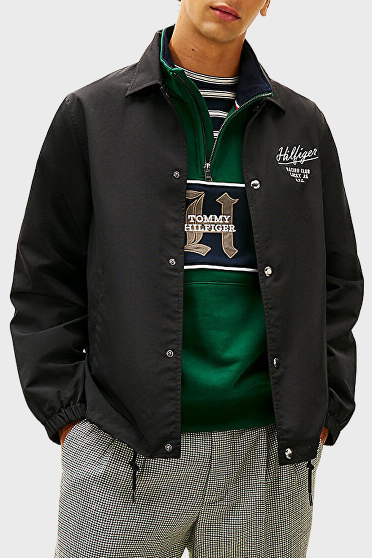 Tommy Hilfiger Logolu Regular Fit Çıtçıt Düğmeli Erkek Mont MW0MW41871 BDS SİYAH