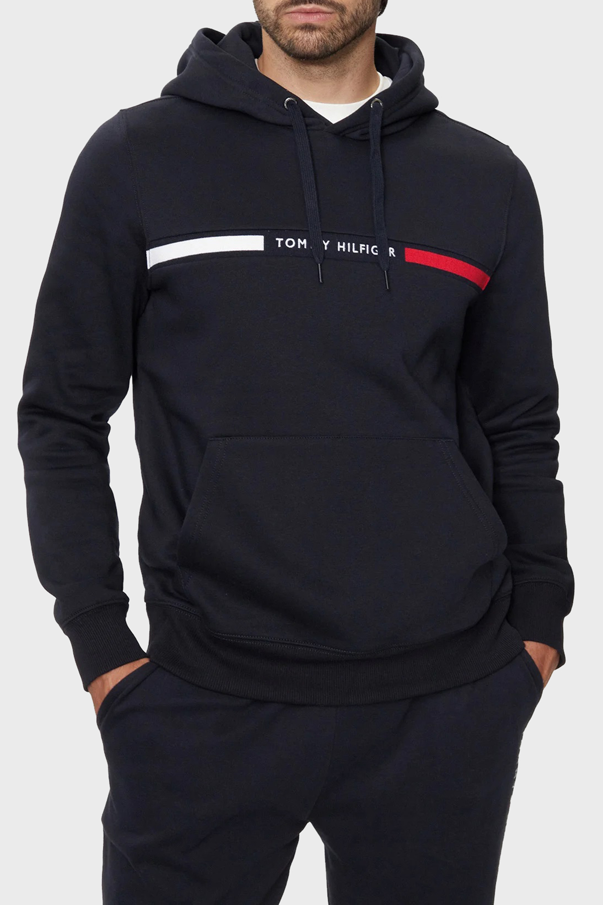 Tommy Hilfiger Pamuk Karışımlı Regular Fit Kanguru Cepli Kapüşonlu Erkek Sweat MW0MW37361 DW5 LACİVERT