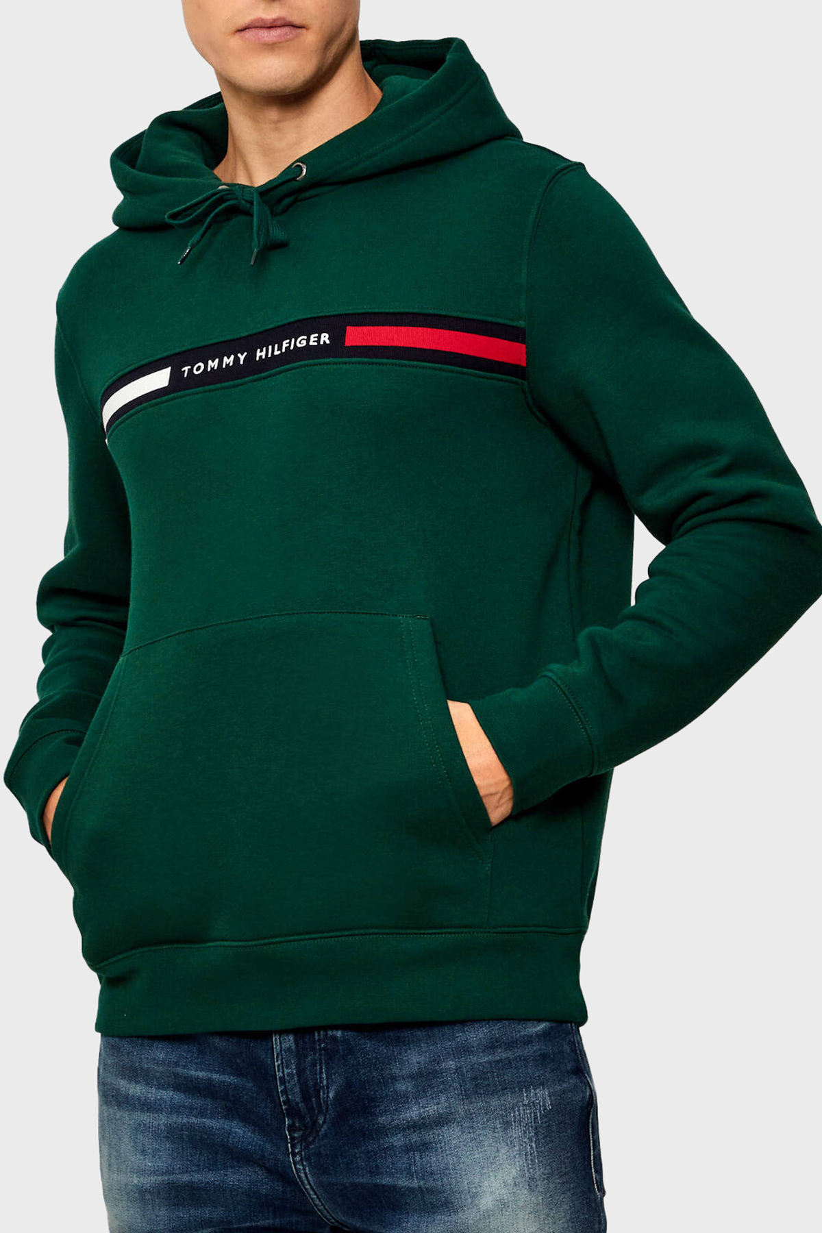 Tommy Hilfiger Pamuk Karışımlı Regular Fit Kanguru Cepli Kapüşonlu Erkek Sweat MW0MW37361 L6K YEŞİL