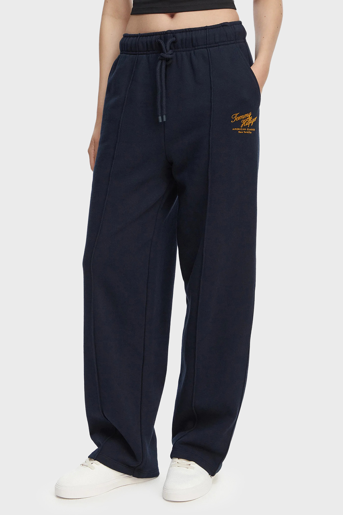 Tommy Hilfiger Pamuklu Comfort Fit Yüksek Bel Kadın Pantolon WW0WW50783 C1G LACİVERT