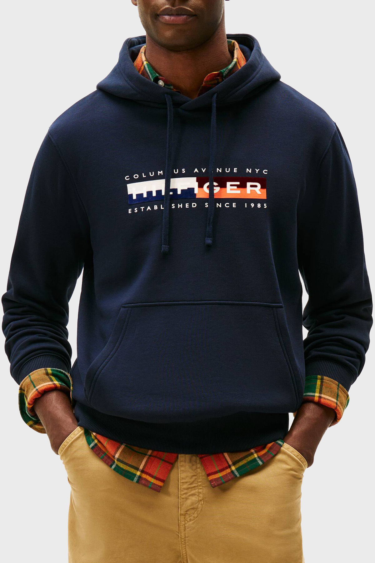Tommy Hilfiger Pamuklu Regular Fit Baskılı Kapüşon Yaka Erkek Sweat MW0MW40041 DW5 LACİVERT