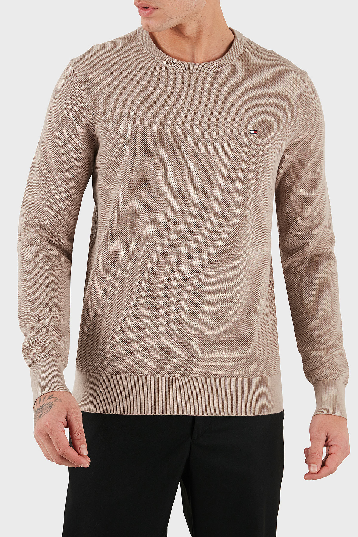 Tommy Hilfiger Pamuklu Regular Fit Bisiklet Yaka Erkek Kazak MW0MW36347 AFE BEJ