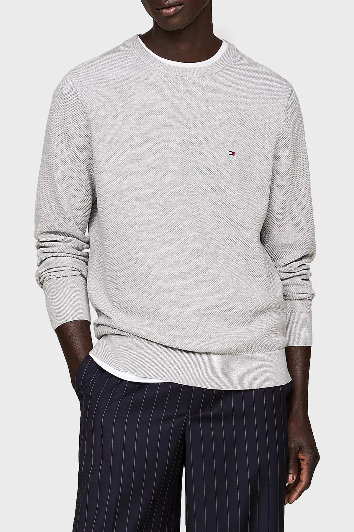 Tommy Hilfiger Pamuklu Regular Fit Bisiklet Yaka Erkek Kazak MW0MW36347 P01 GRİ
