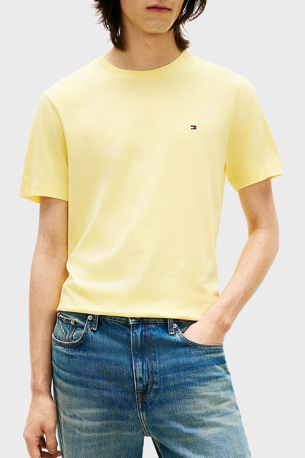 Tommy Hilfiger Pamuklu Regular Fit Bisiklet Yaka Erkek T Shirt MW0MW39995 ZF0 AÇIK SARI