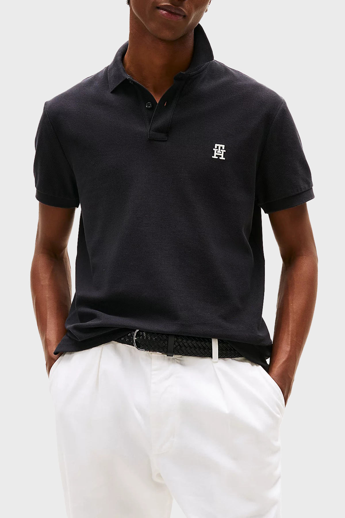 Tommy Hilfiger Pamuklu Regular Fit Düğmeli Erkek Polo Yaka T Shirt MW0MW33167 BDS SİYAH