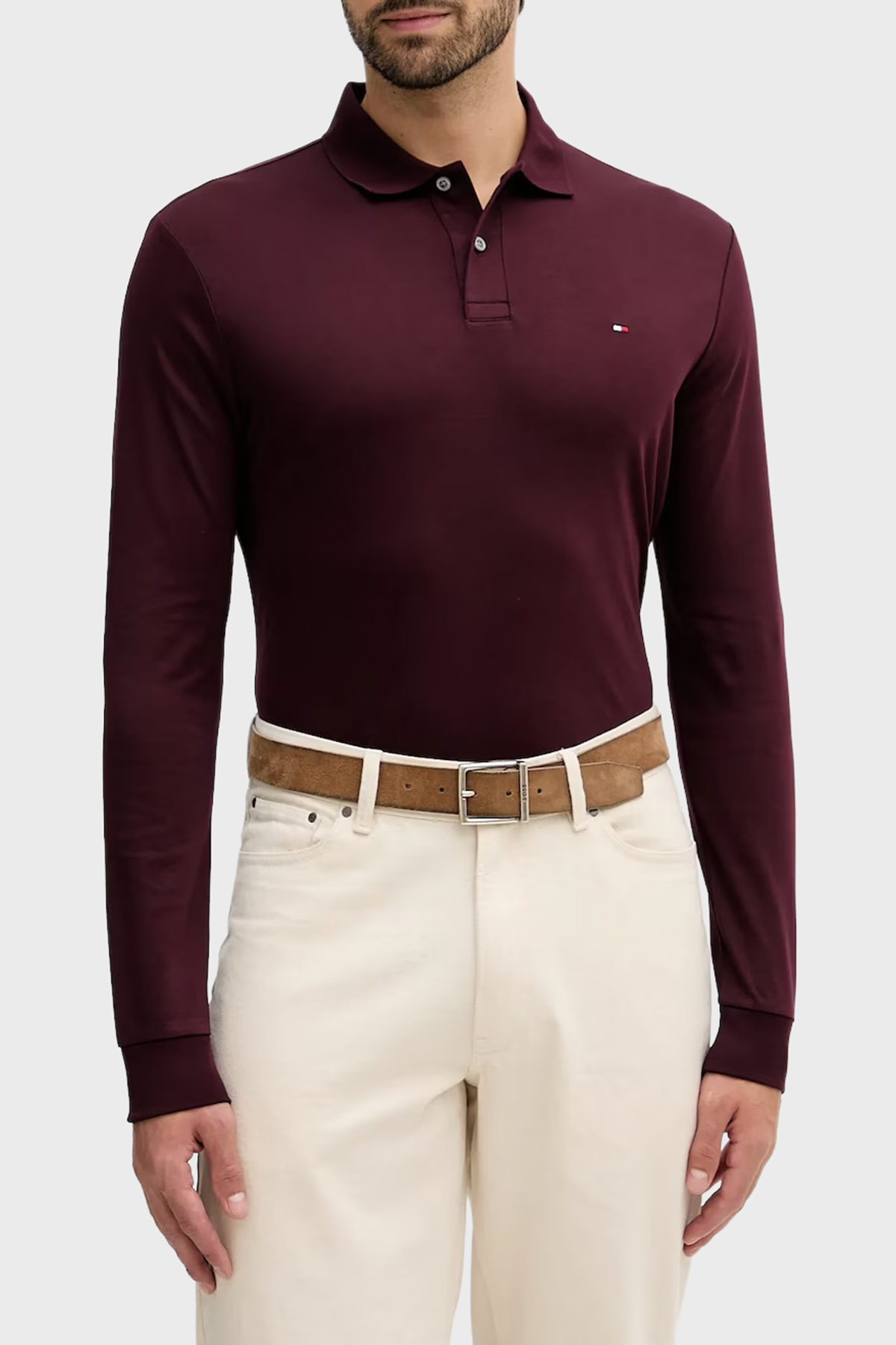 Tommy Hilfiger Pamuklu Regular Fit Logolu Erkek Polo Yaka T Shirt MW0MW37317 VLP BORDO