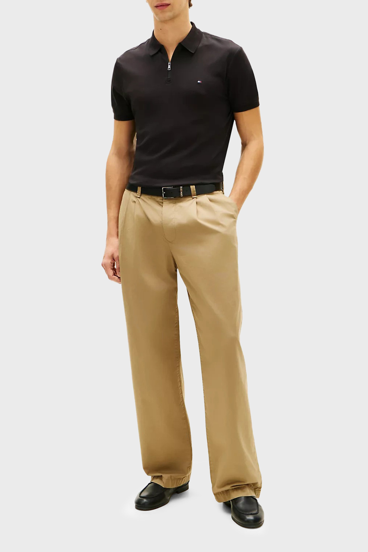 Tommy Hilfiger Pamuklu Regular Fit Logolu Fermuarlı Erkek Polo Yaka T Shirt MW0MW42758 BDS SİYAH