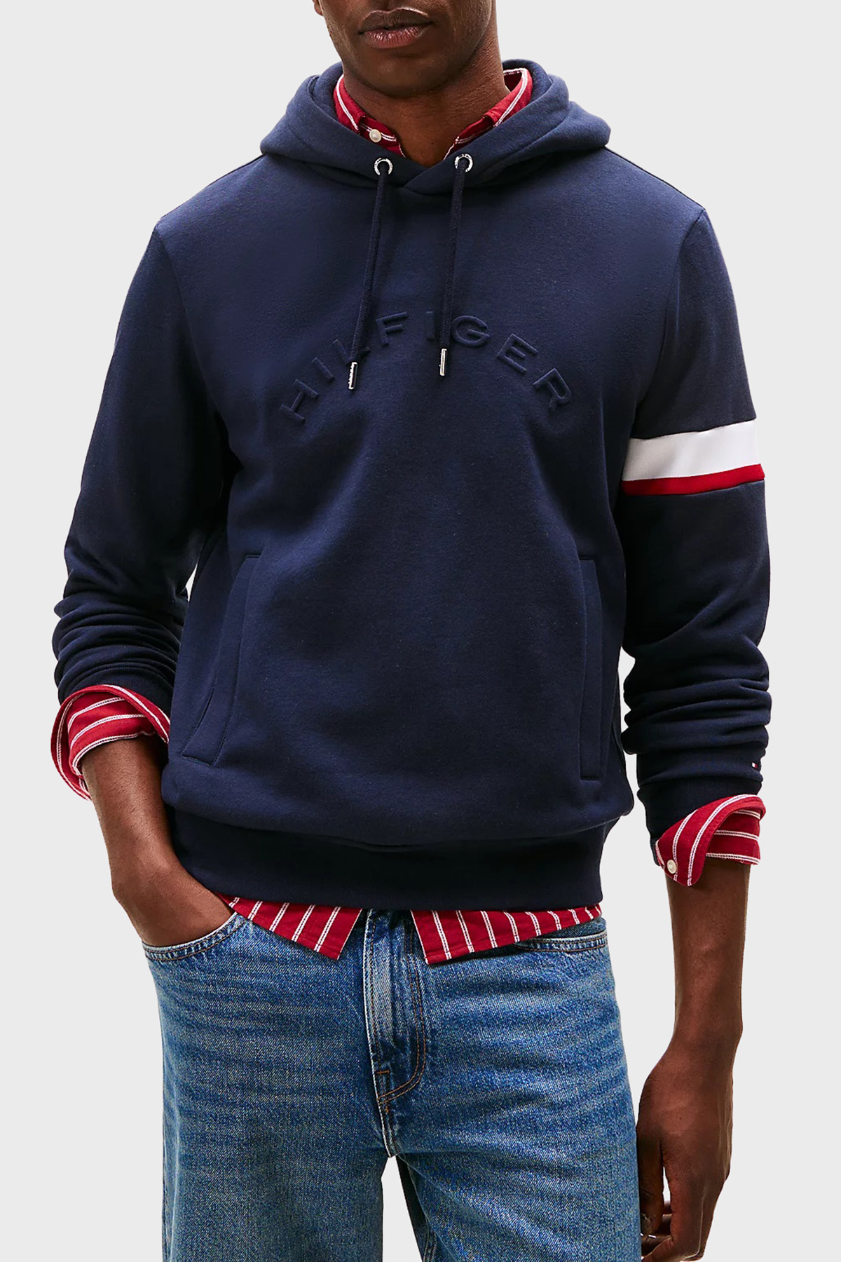 Tommy Hilfiger Pamuklu Regular Fit Logolu Kapüşonlu Erkek Sweat MW0MW40479 DW5 LACİVERT