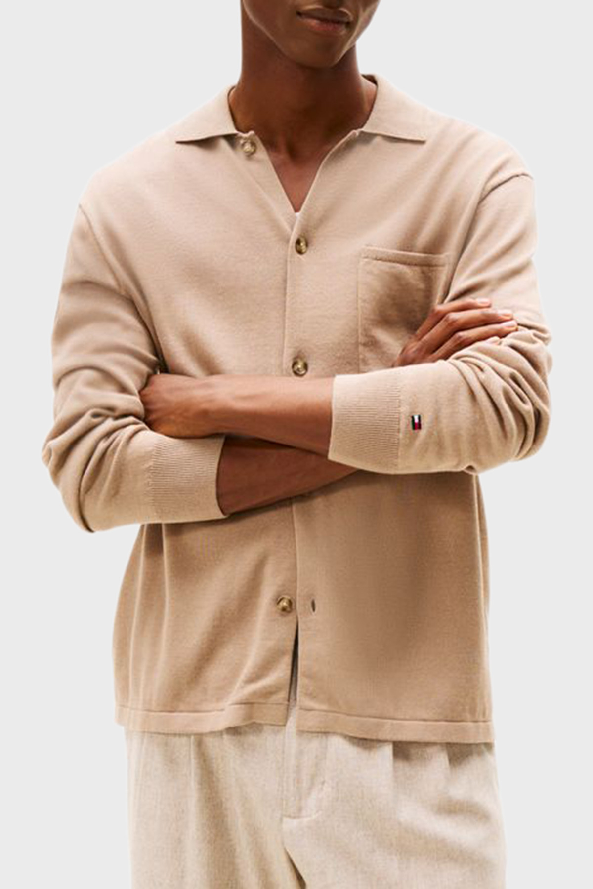Tommy Hilfiger Pamuklu Regular Fit Logolu Klasik Yaka Erkek Gömlek MW0MW40432 AFE BEJ