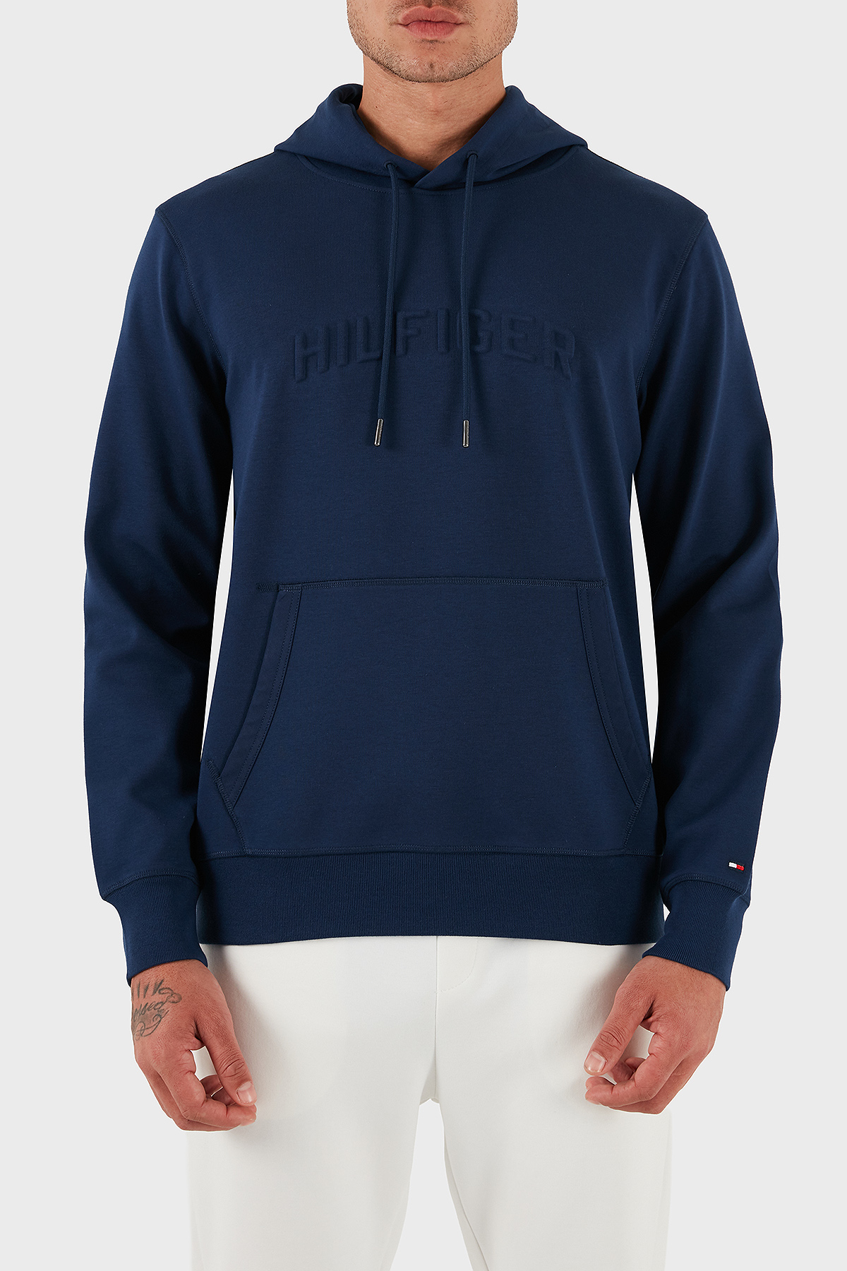 Tommy Hilfiger Pamuklu Relaxed Fit Kapüşonlu Logolu Erkek Sweat MW0MW39402 C7G MAVİ